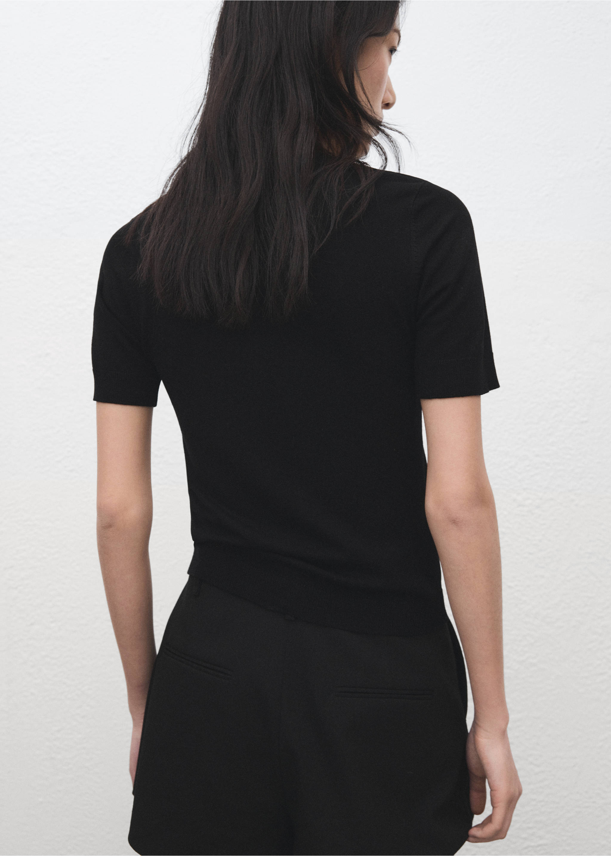 Jersey punto fino manga corta - Reverso del artículo, Negro. Ref: 27092553-00.