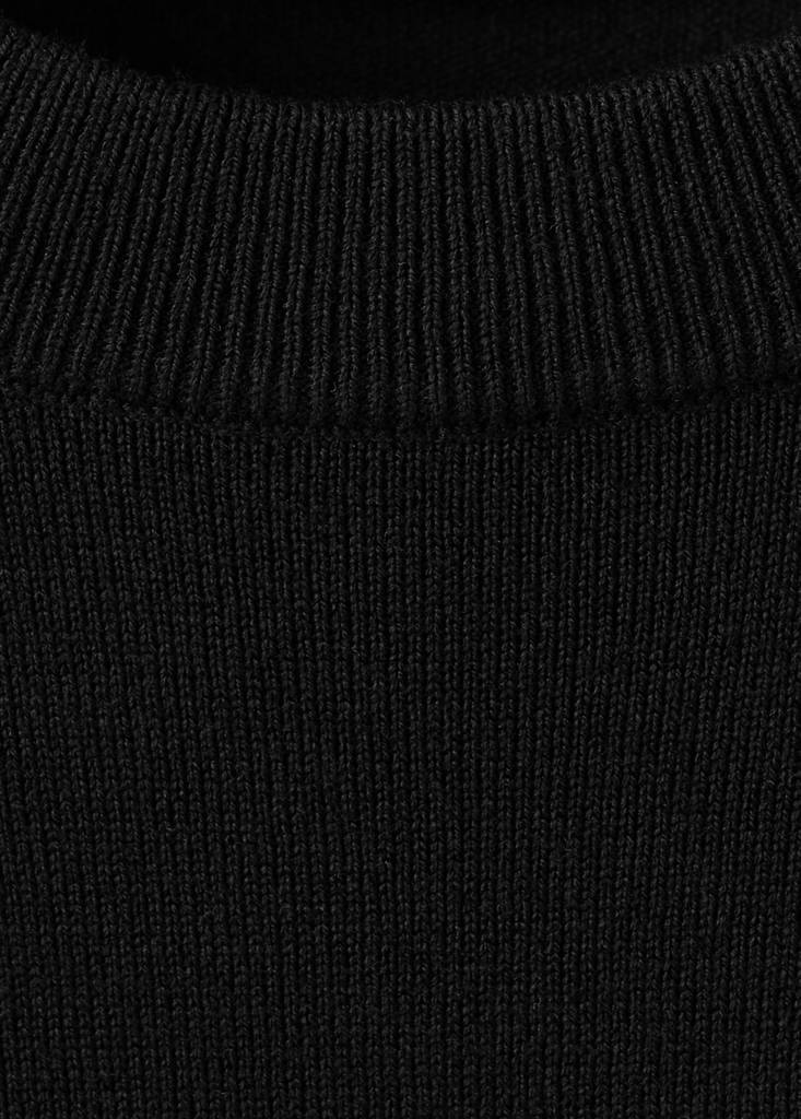 Short-sleeved fine-knit sweater — Black