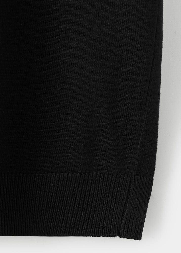 Short-sleeved fine-knit sweater — Black