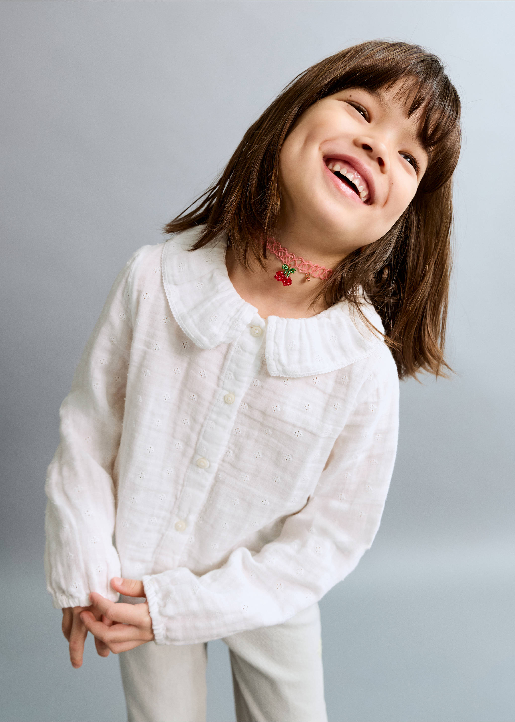 Blouse with Peter Pan collar - Medium plane, White. Ref: 27092888-00.