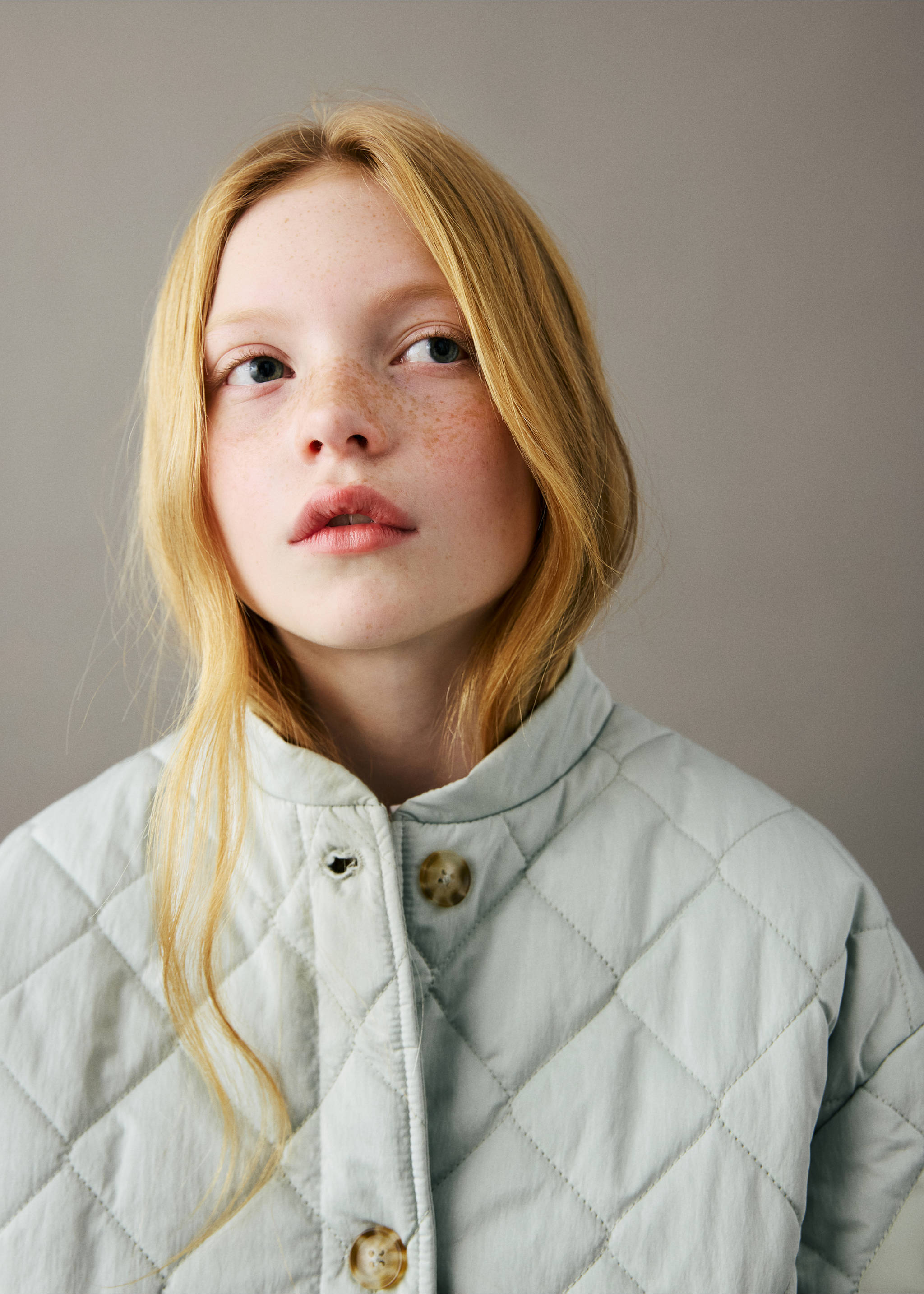 纽扣绗缝外套 - null, 水绿色. Ref: 27092889-00.