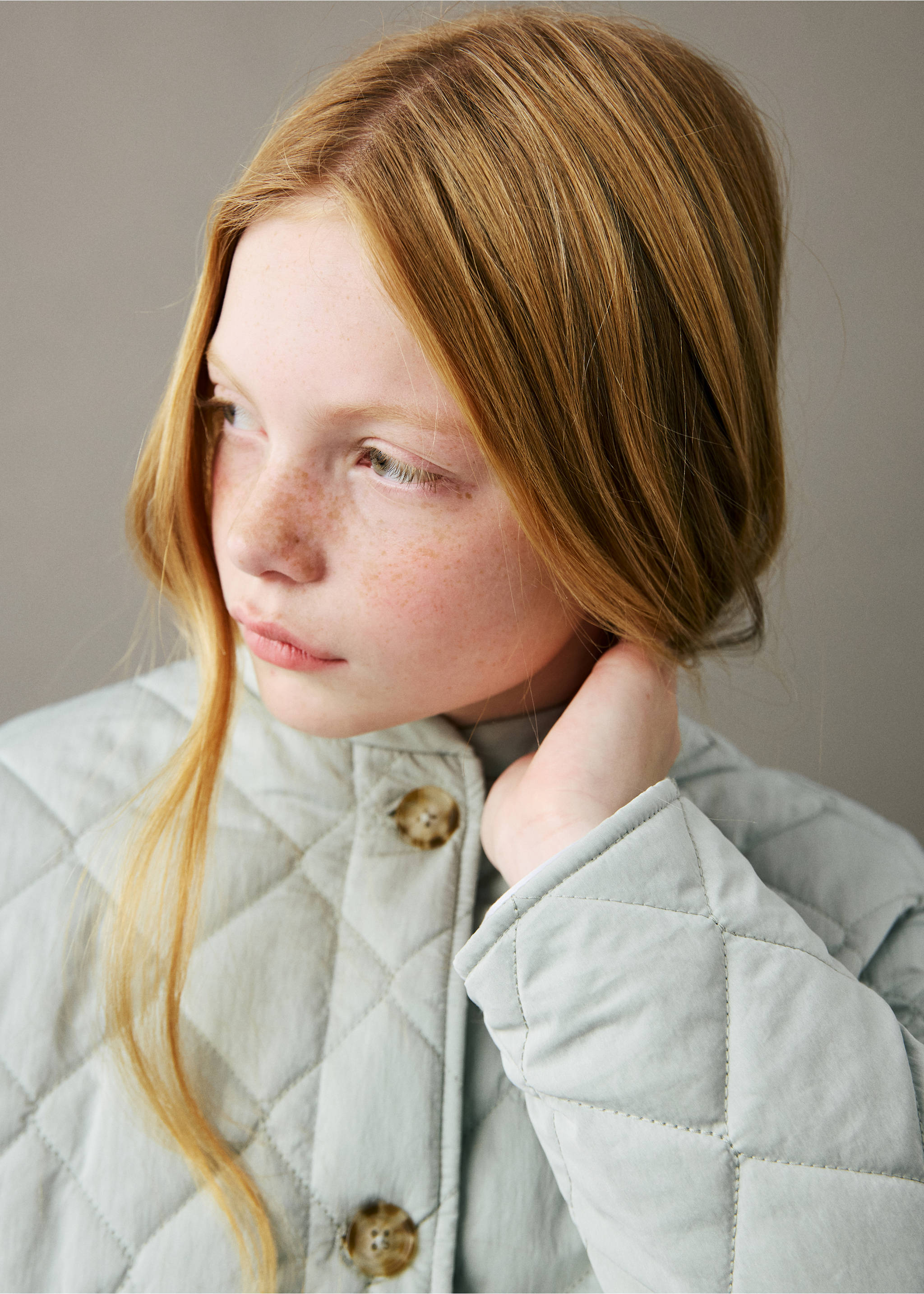 纽扣绗缝外套 - null, 水绿色. Ref: 27092889-00.