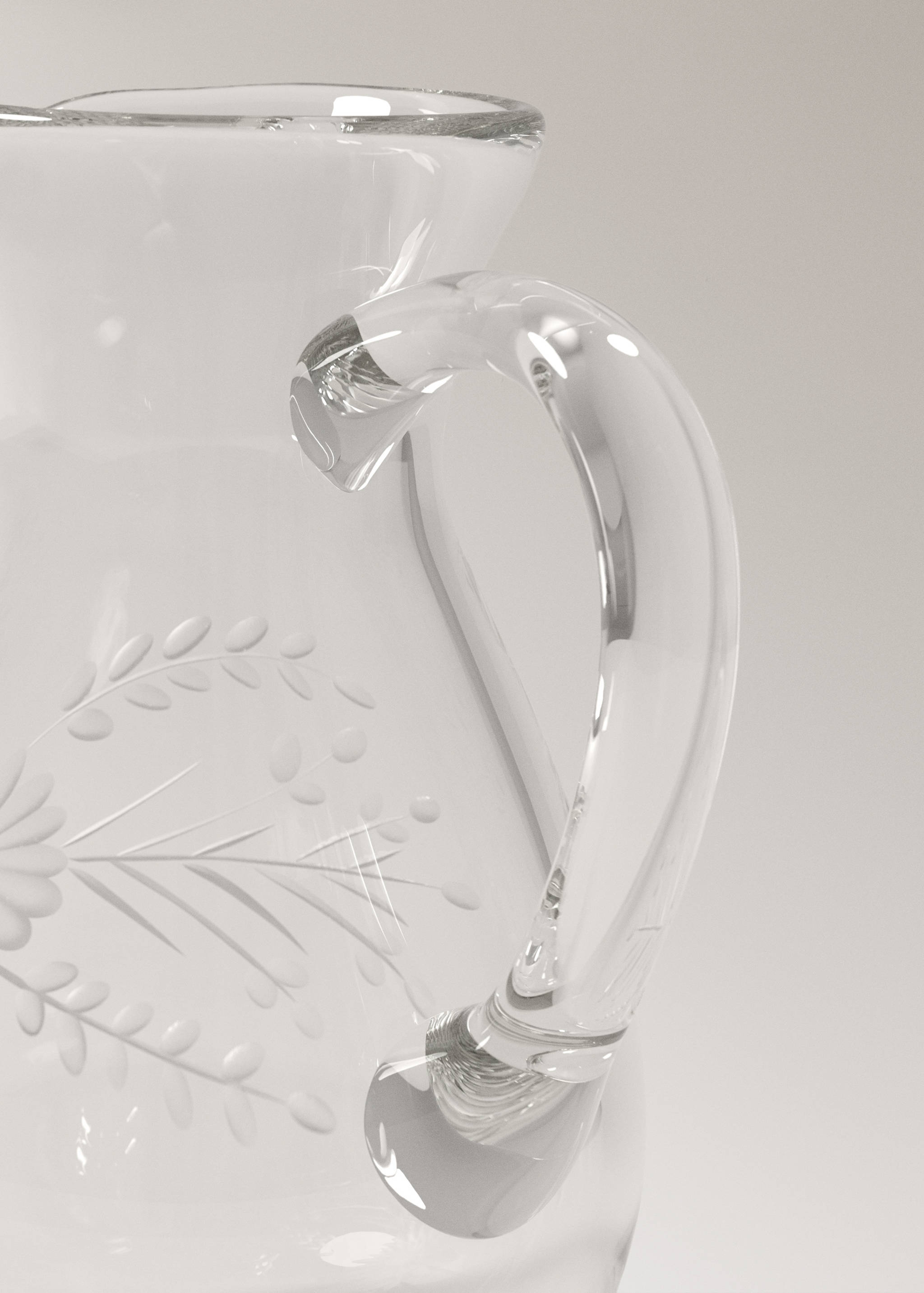 Embossed glass vase with floral relief - Details of the article 1