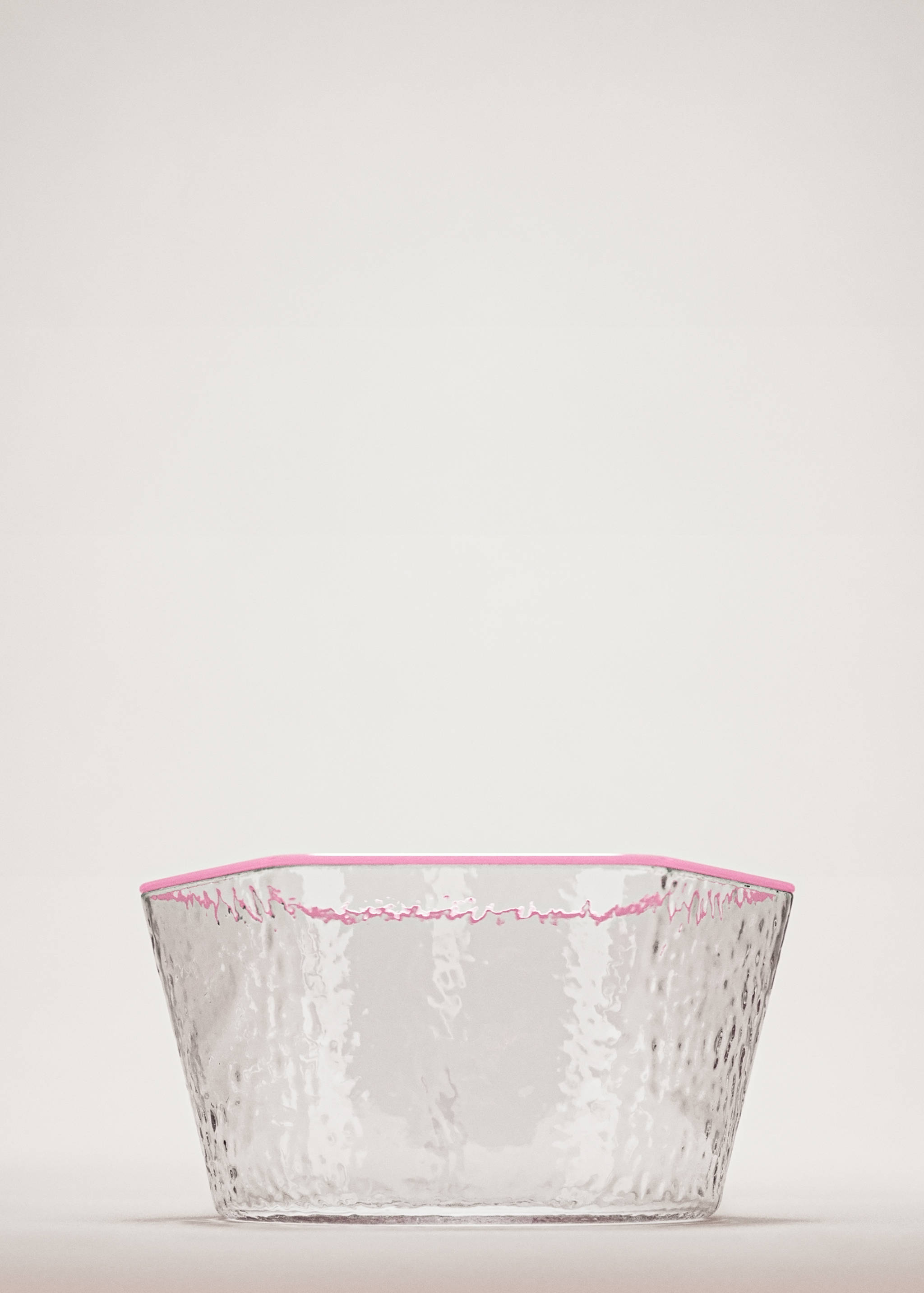 Kom van borosilicaatglas met gehamerde structuur en gekleurde rand - Overzichtstekening