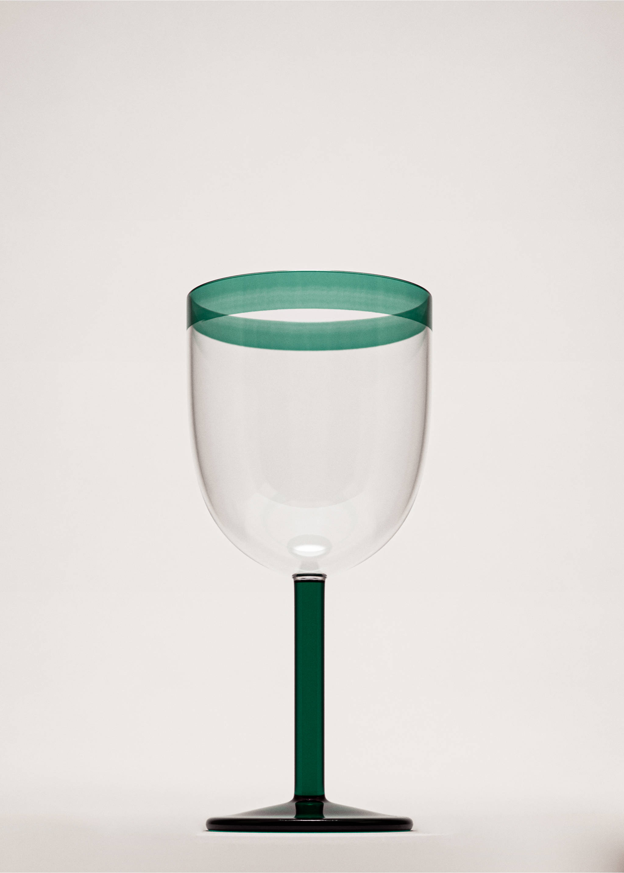 Чаша на столче от боросиликат с цветна ивица - Обща равнина, Зелено. Ref: 27092914-00.