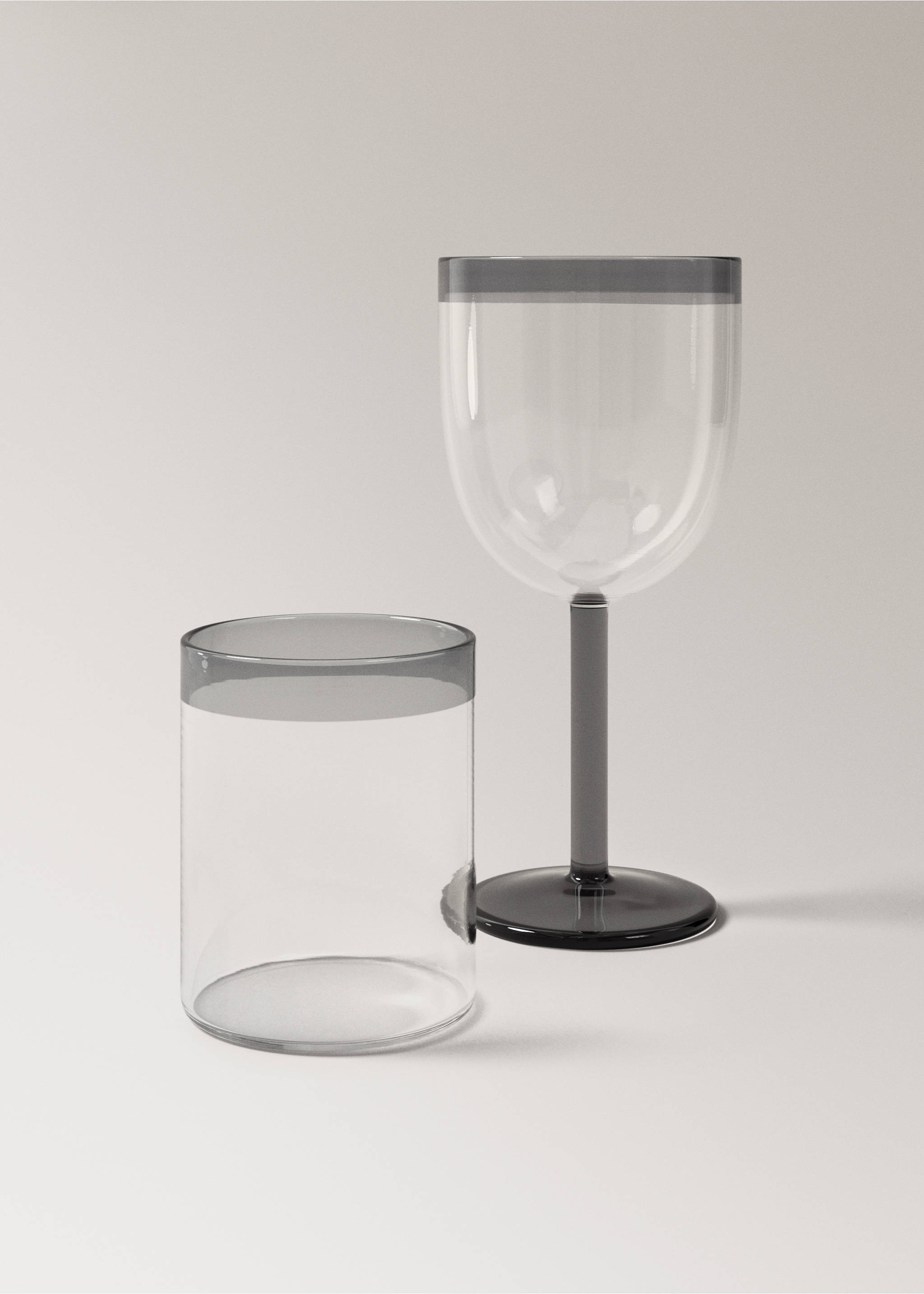 Coloured stripe borosilicate cup - Details of the article 3, Black. Ref: 27092914-00.