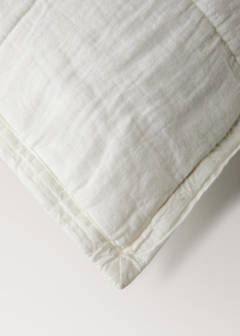 Washed linen large check cushion cover 50x50 cm — Ecru 2