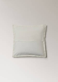 Washed linen large check cushion cover 50x50 cm — Ecru 5