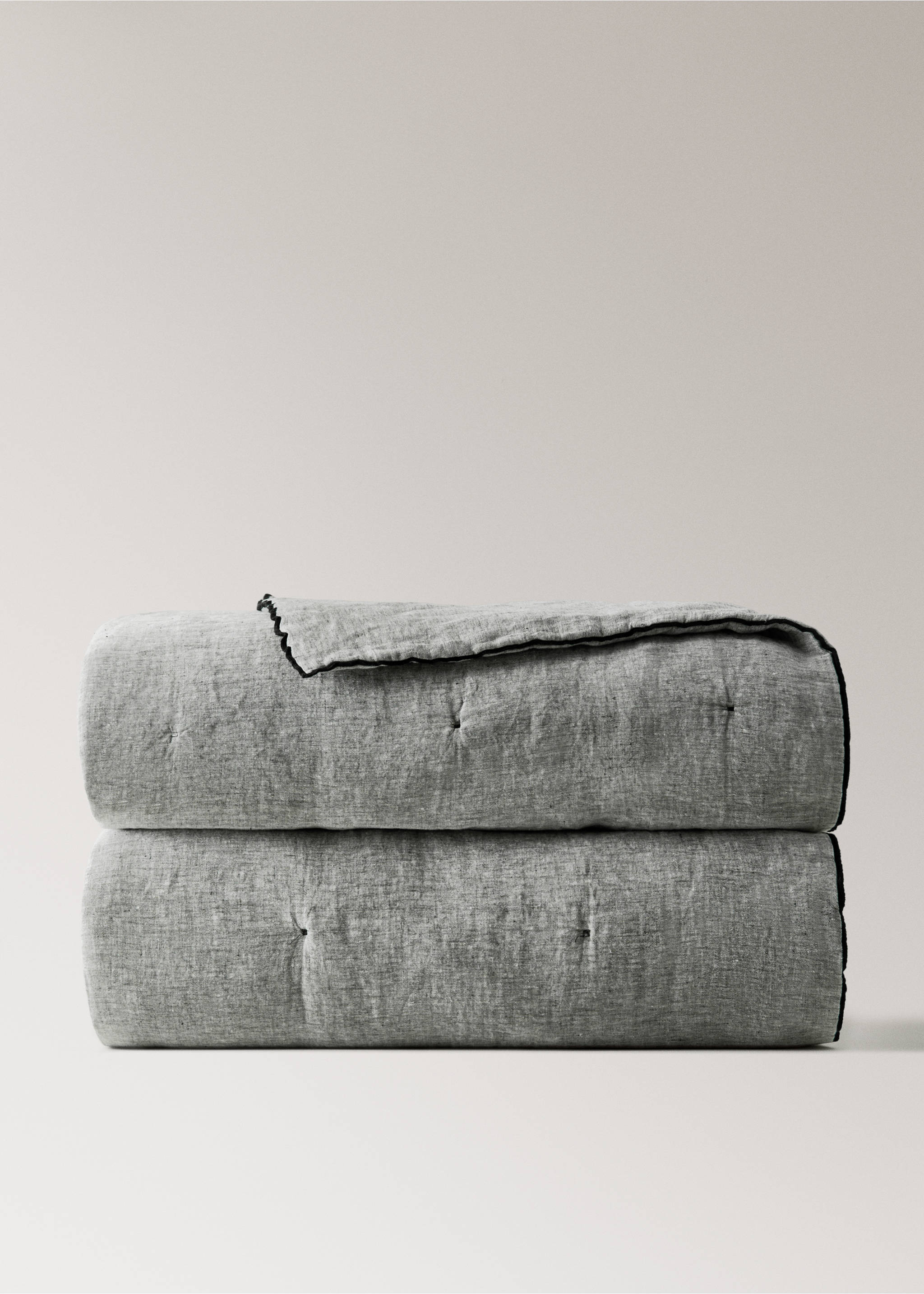 100% linen chambray bedspread - Article without model, Dark Heather Grey. Ref: 27092921-00.