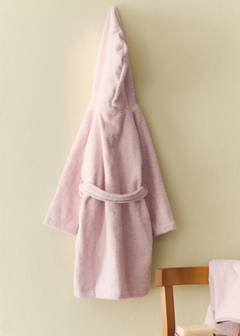 Children's cotton bathrobe with contrasting trim — Peach 1