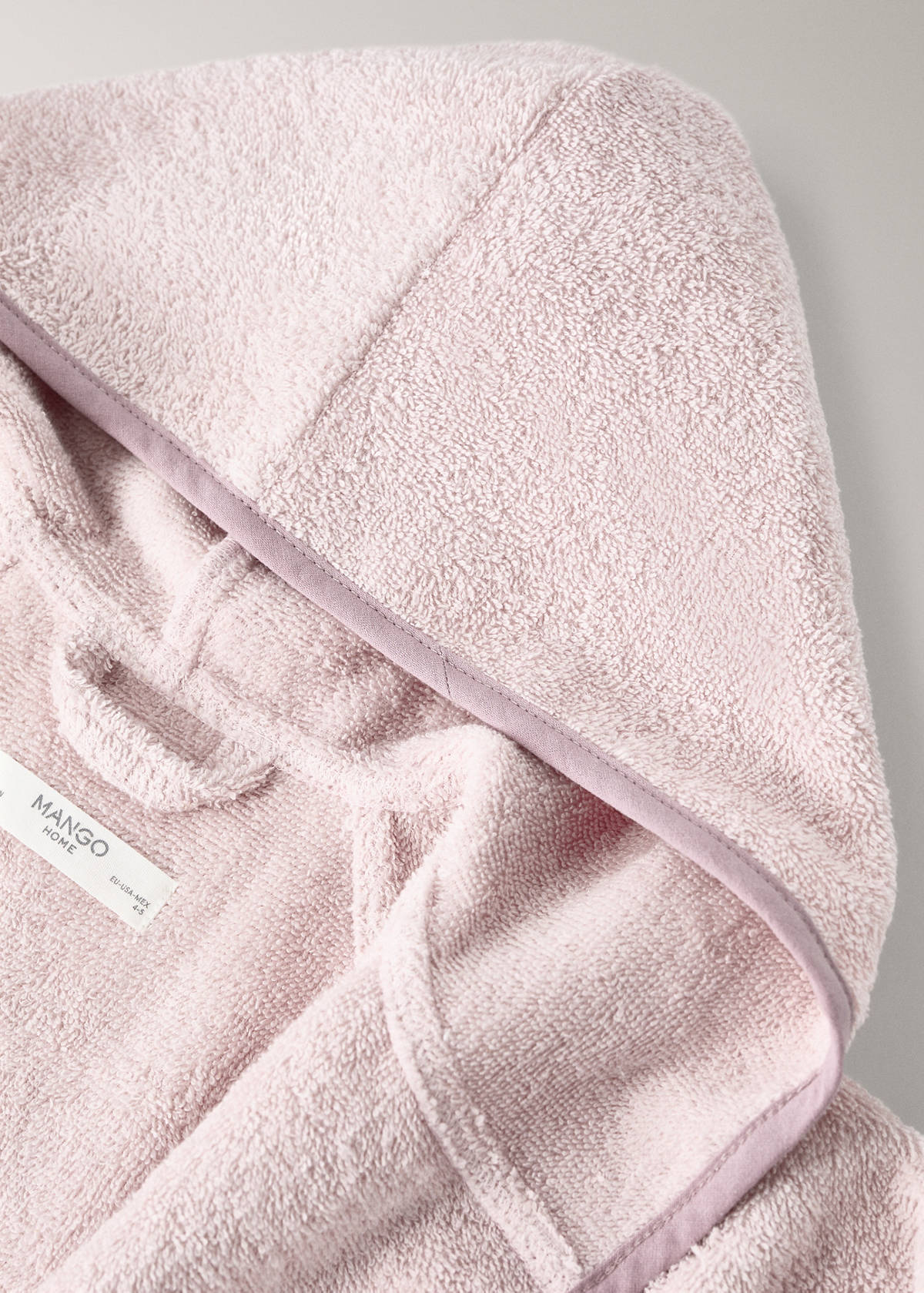 Children's cotton bathrobe with contrasting trim — Peach