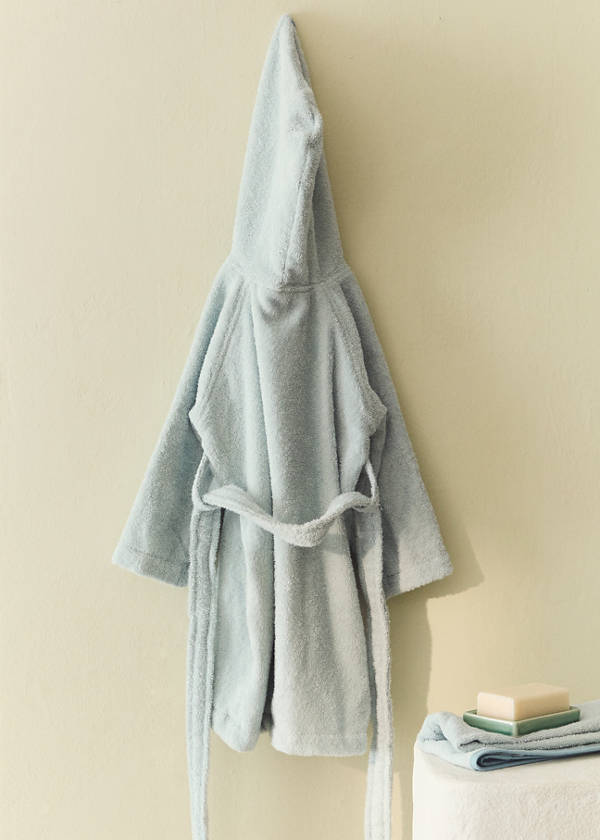 Children's cotton bathrobe with contrasting trim — Mint Green