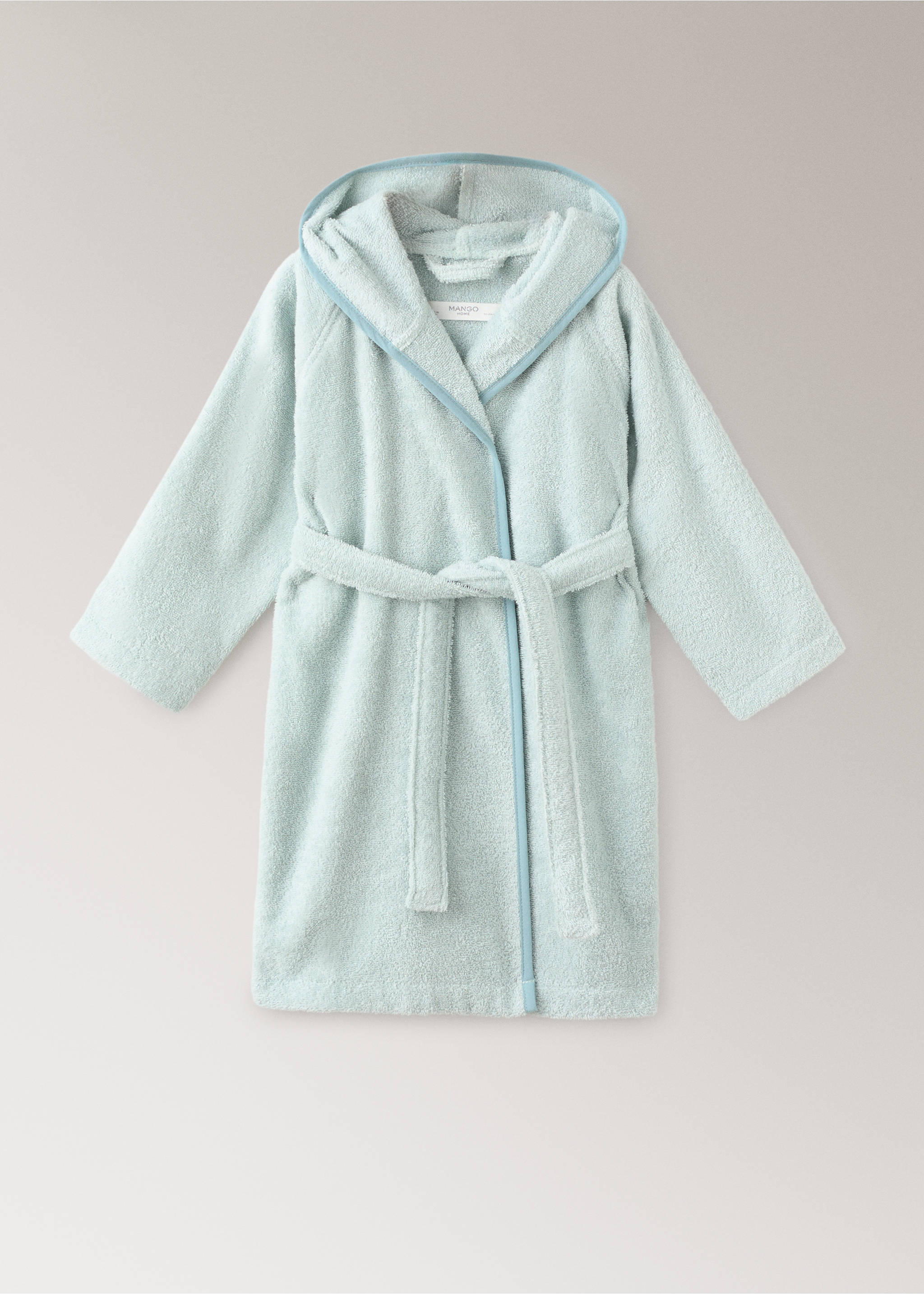 Children's cotton bathrobe with contrasting trim - Article without model, Mint Green. Ref: 27092925-00.