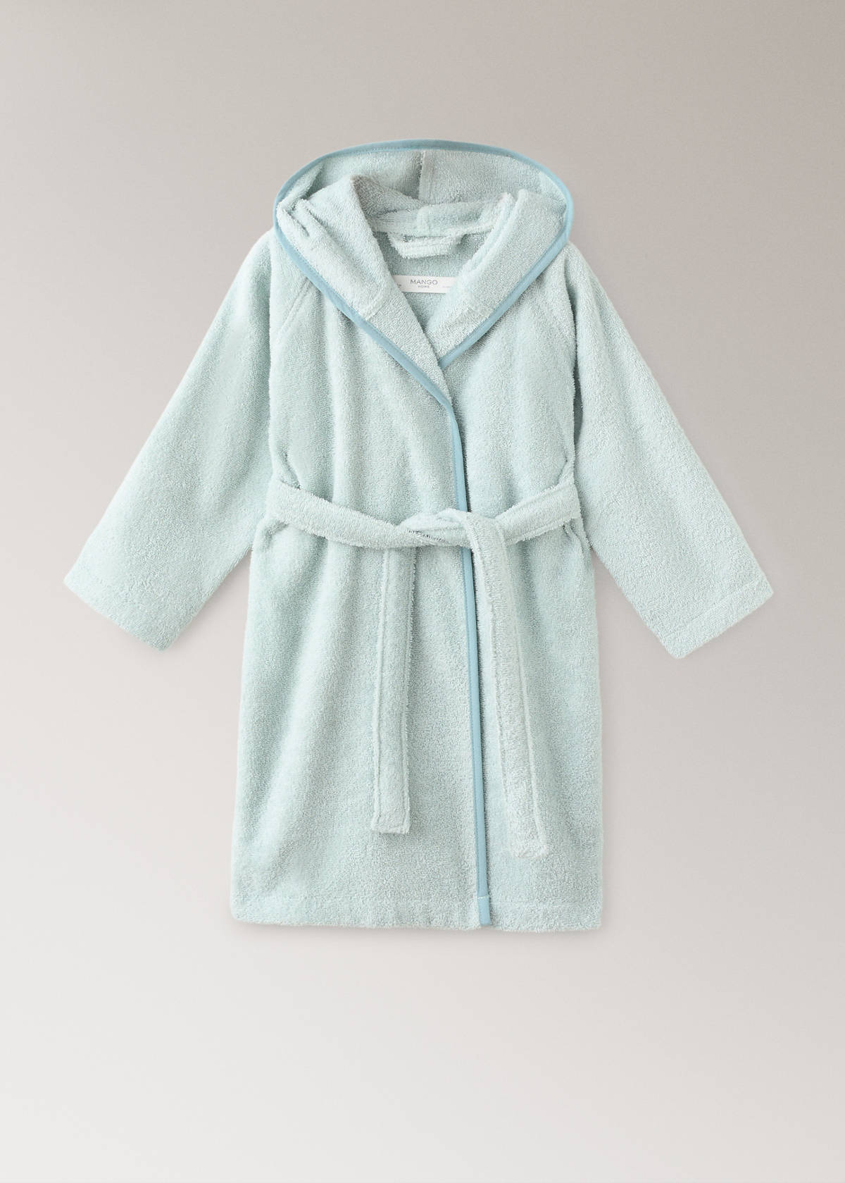 Children's cotton bathrobe with contrasting trim — Mint Green