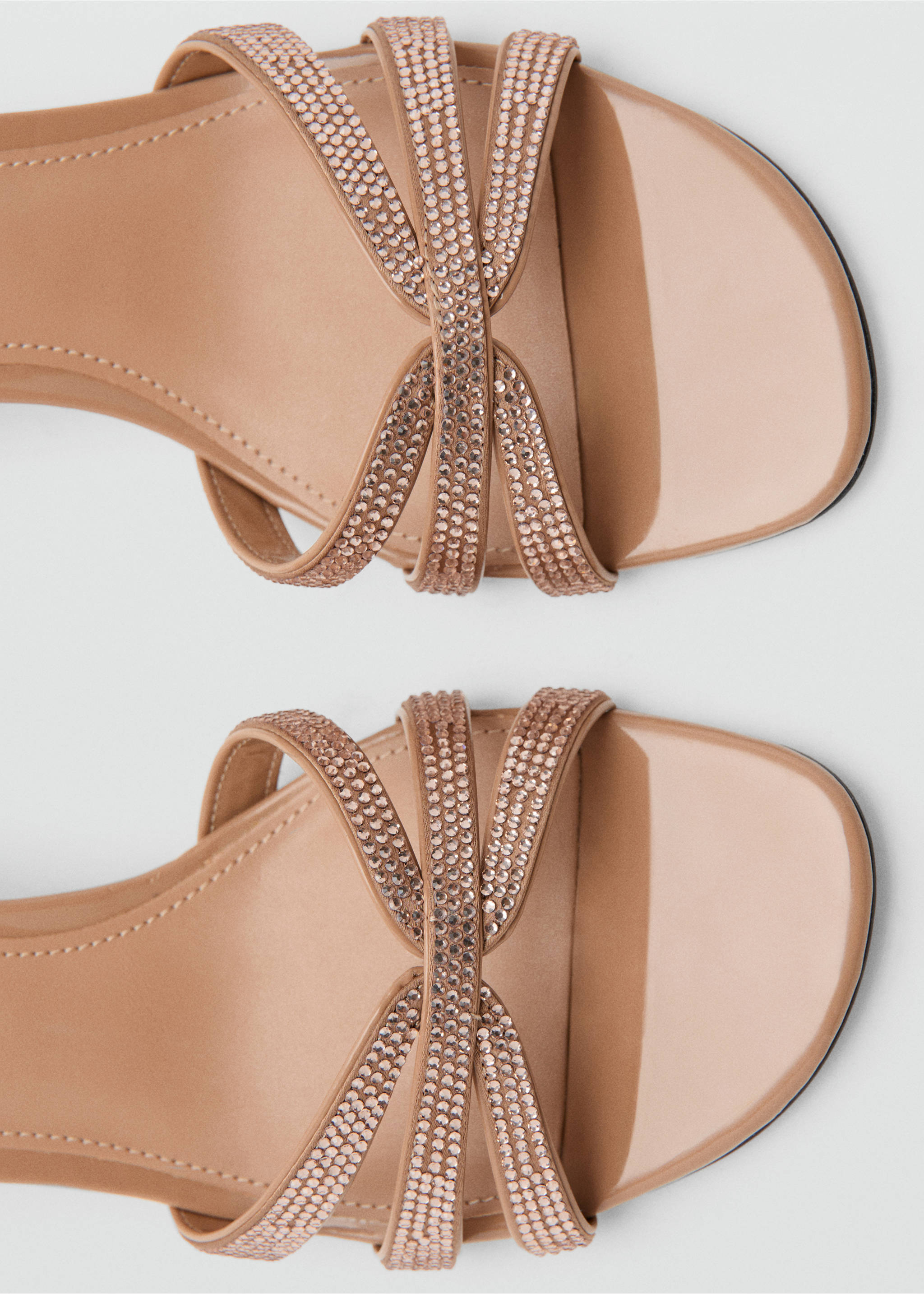 Heeled sandal with strass strap - Details of the article 2, Nude. Ref: 27092928-00.