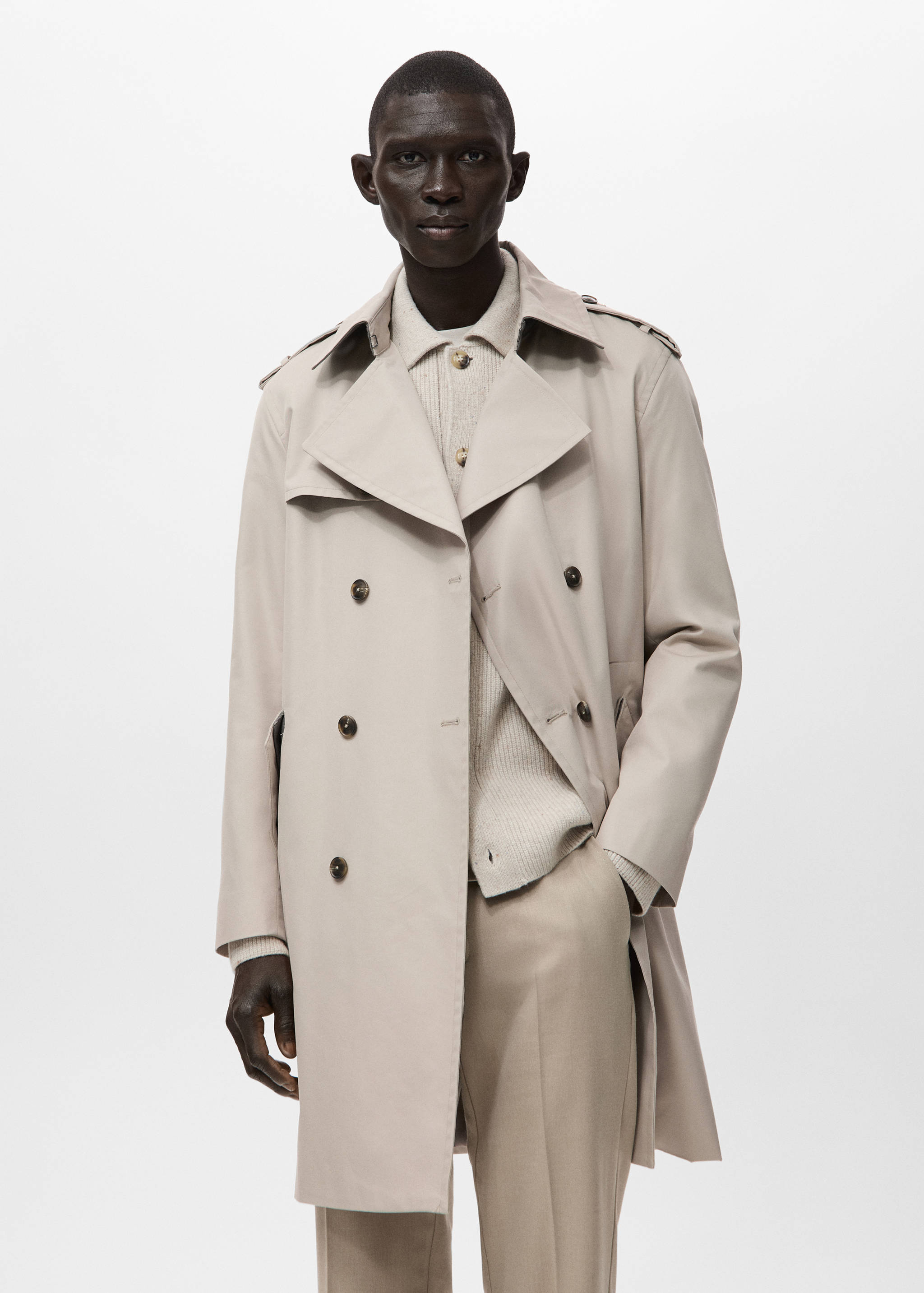 Water-repellent belted trench coat - Medium plane