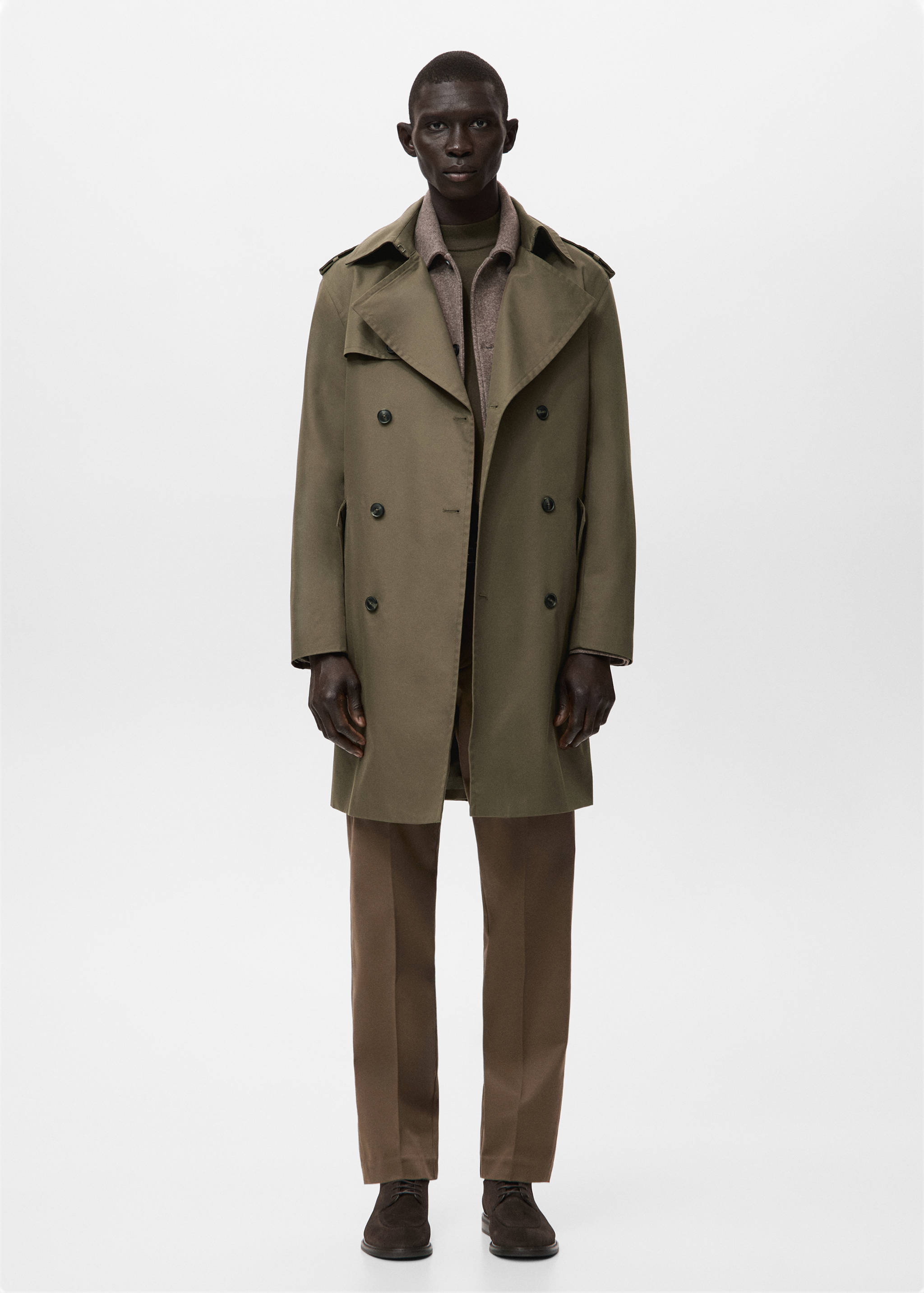 Water-repellent belted trench coat - General plane