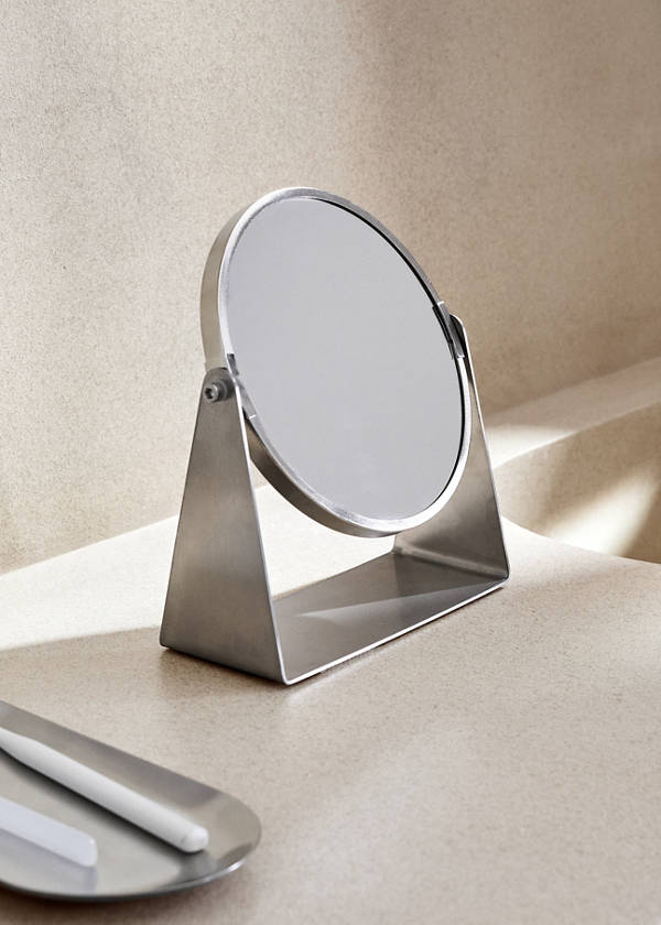Stainless steel dressing table mirror — Silver