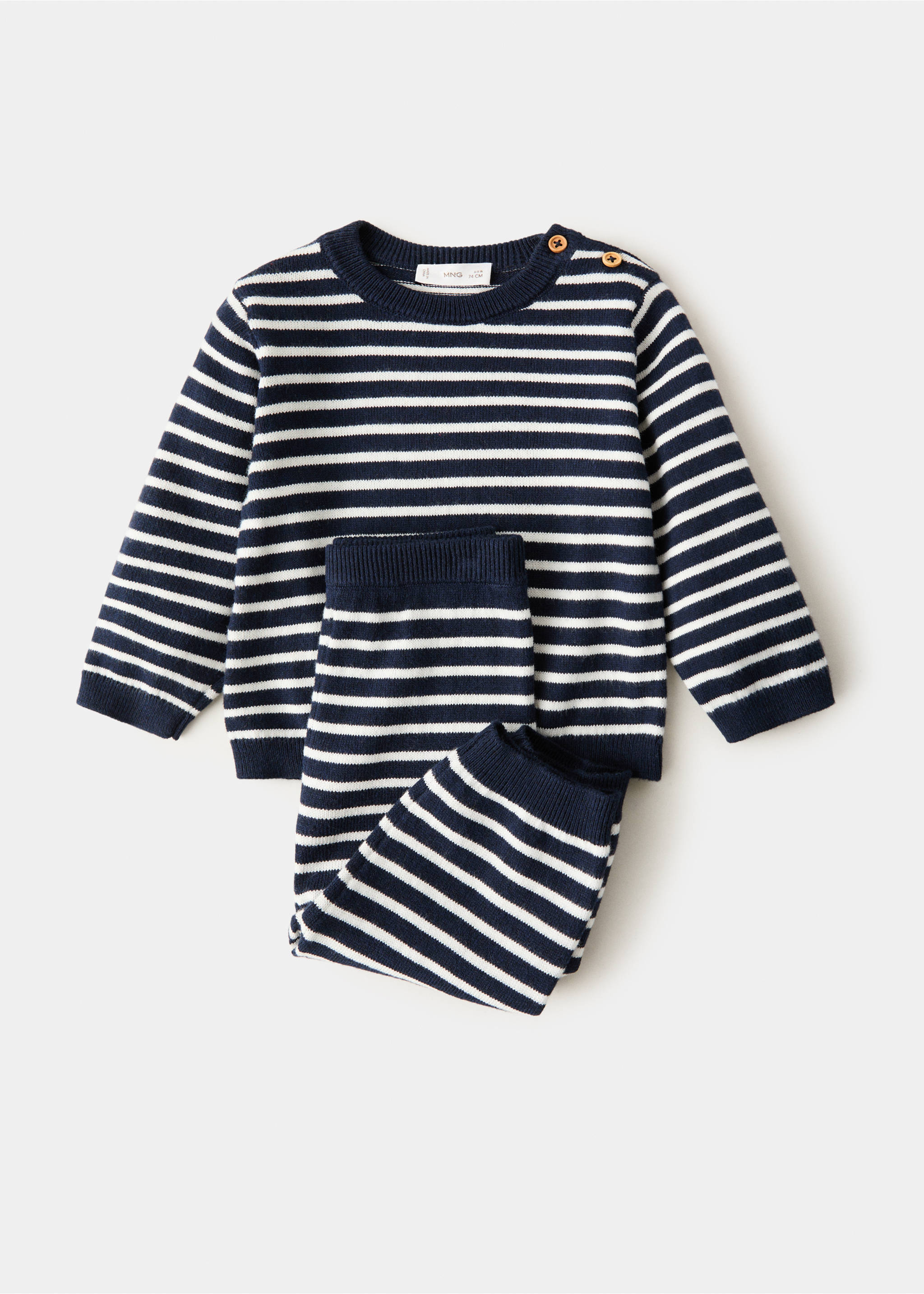 Striped knit pants - Details of the article 0, Navy. Ref: 27093275-00.