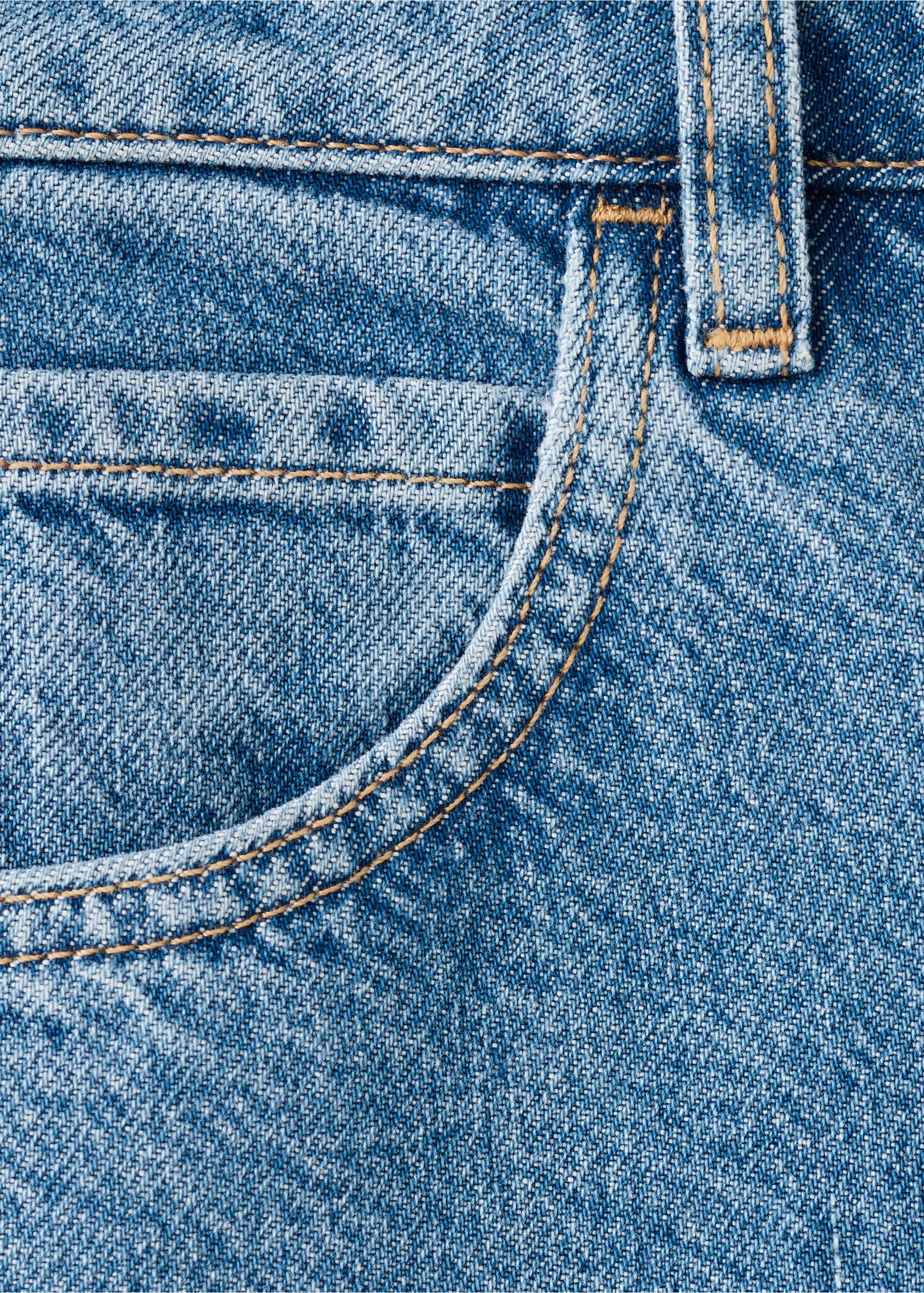 Bermudas denim rectas tiro alto - Detalle del artículo 0, Azul medio. Ref: 27093279-00.