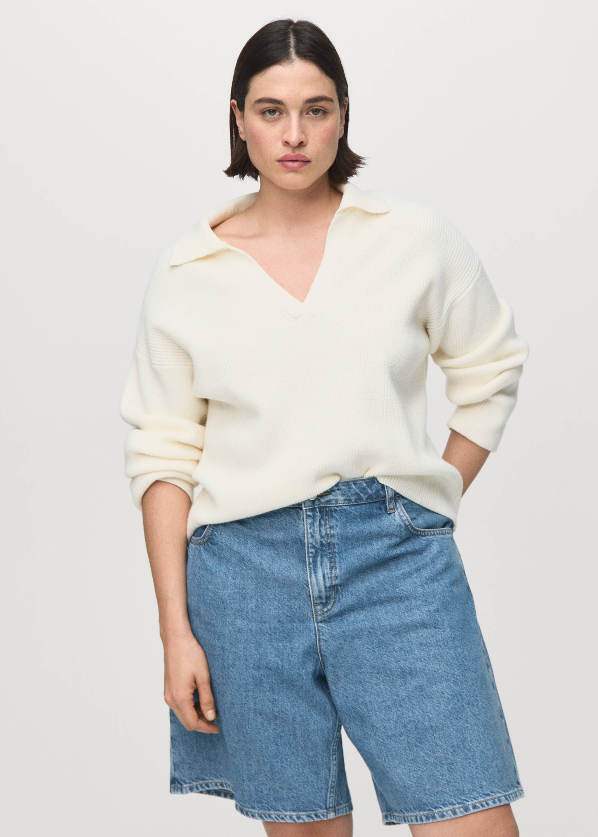 Bermudas denim rectas tiro alto - Detalle del artículo 5