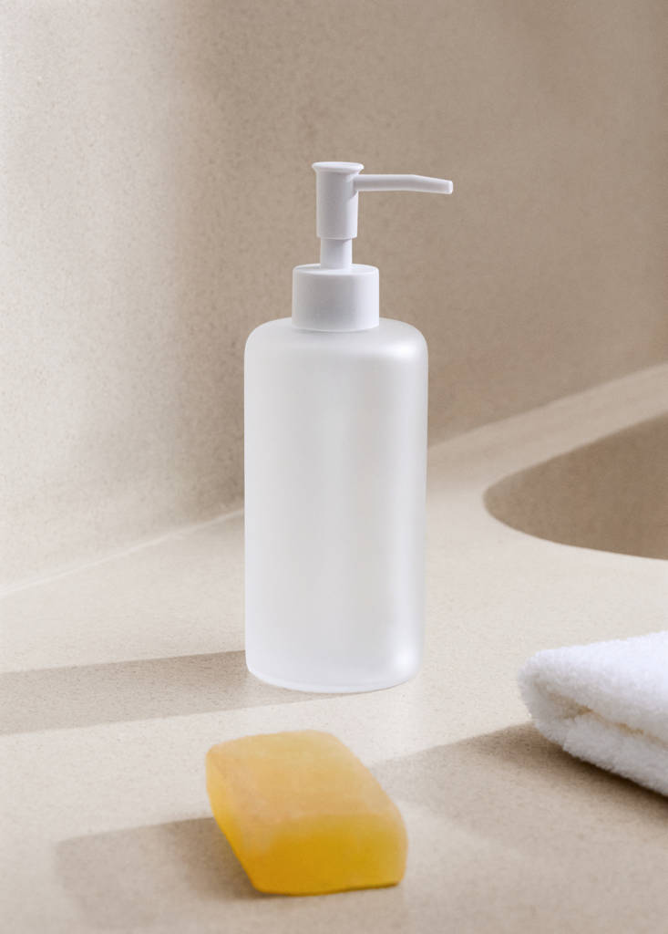 Frosted glass soap dispenser — White