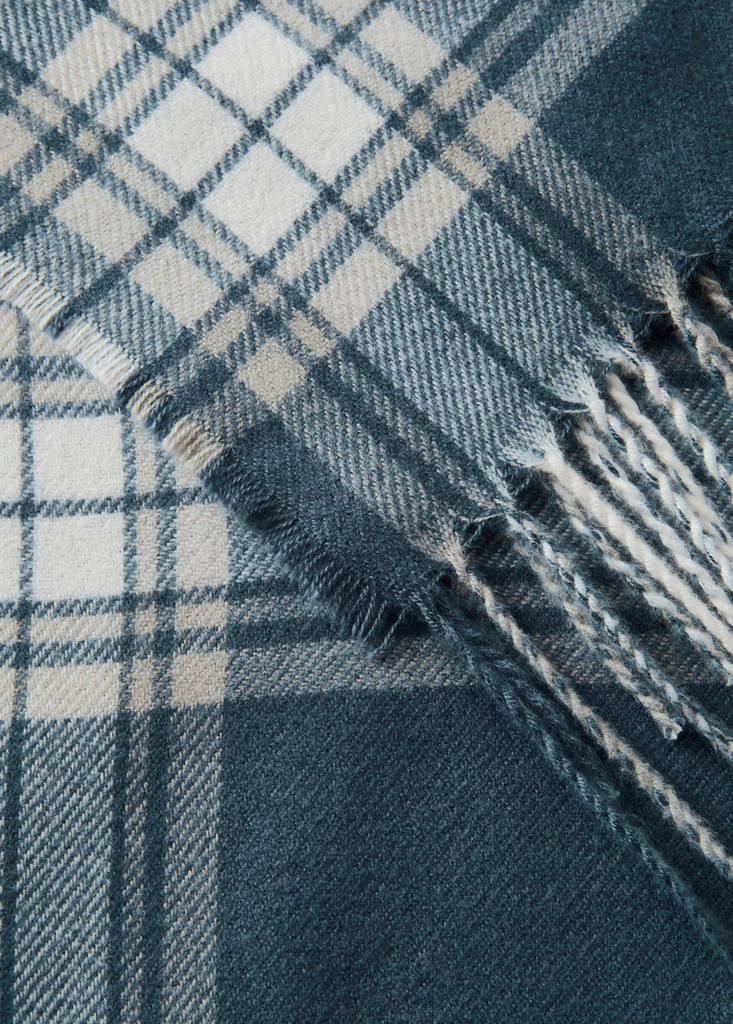 Soft plaid blanket — Indigo Blue