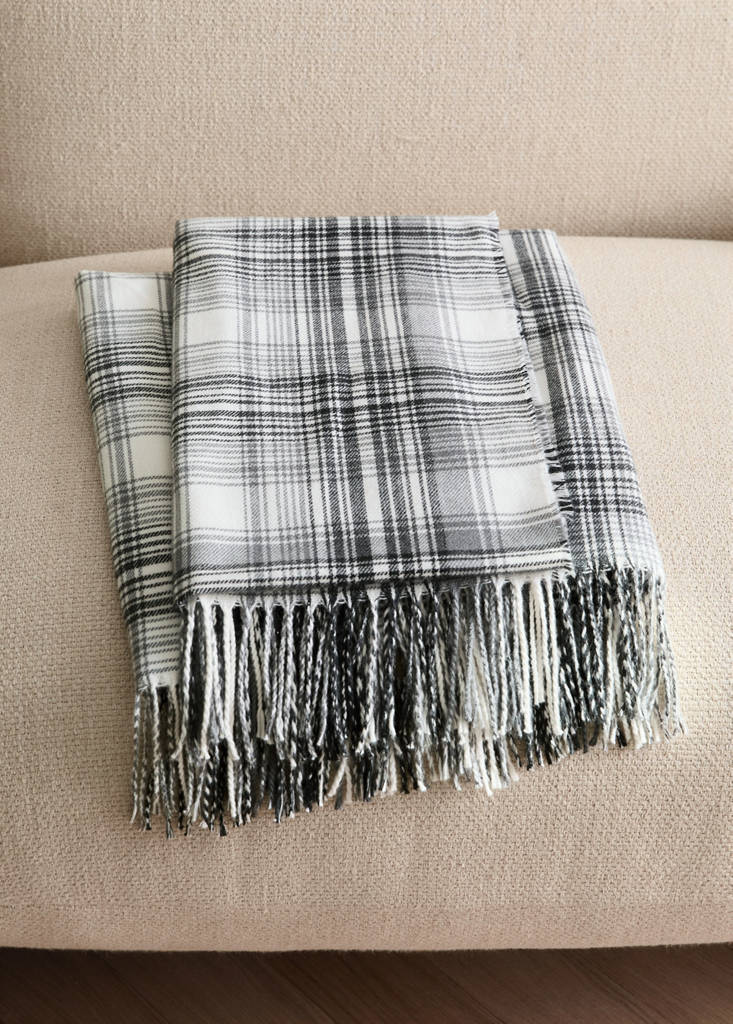 Soft plaid blanket — Grey