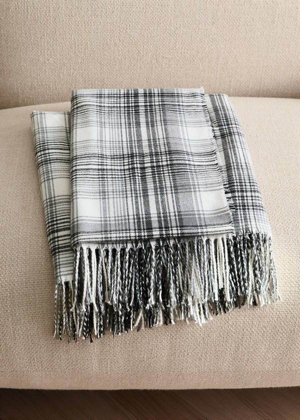 Soft plaid blanket — Grey