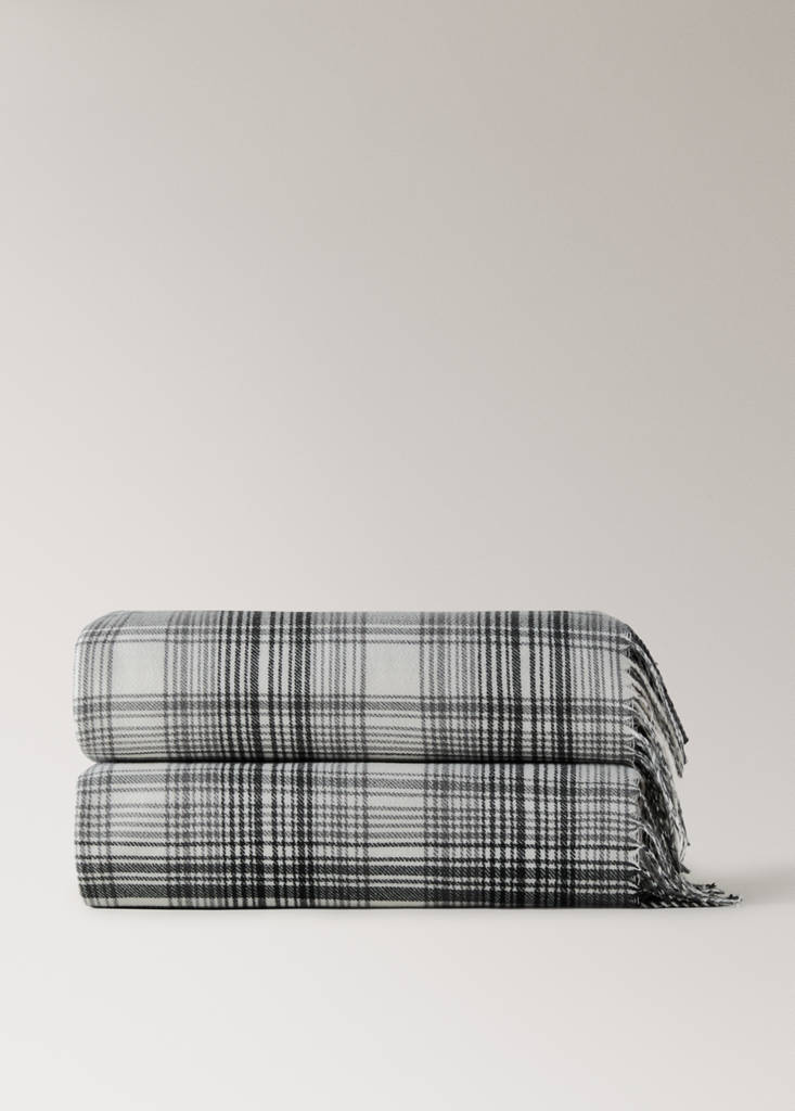 Soft plaid blanket — Grey