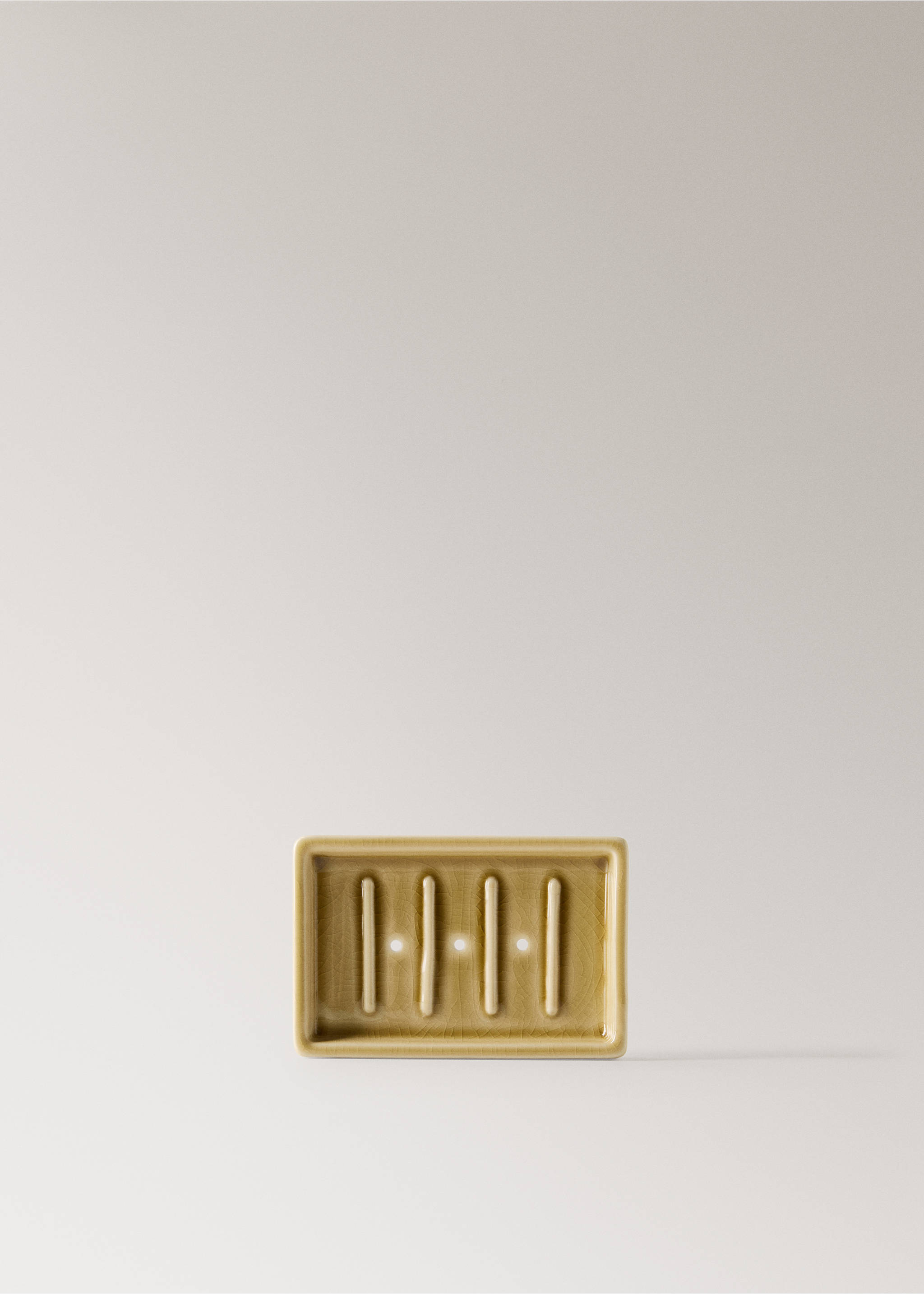 Crackled ceramic soap dish - Article without model, Ochre. Ref: 27093283-00.