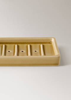 Crackled ceramic soap dish — Ochre 2