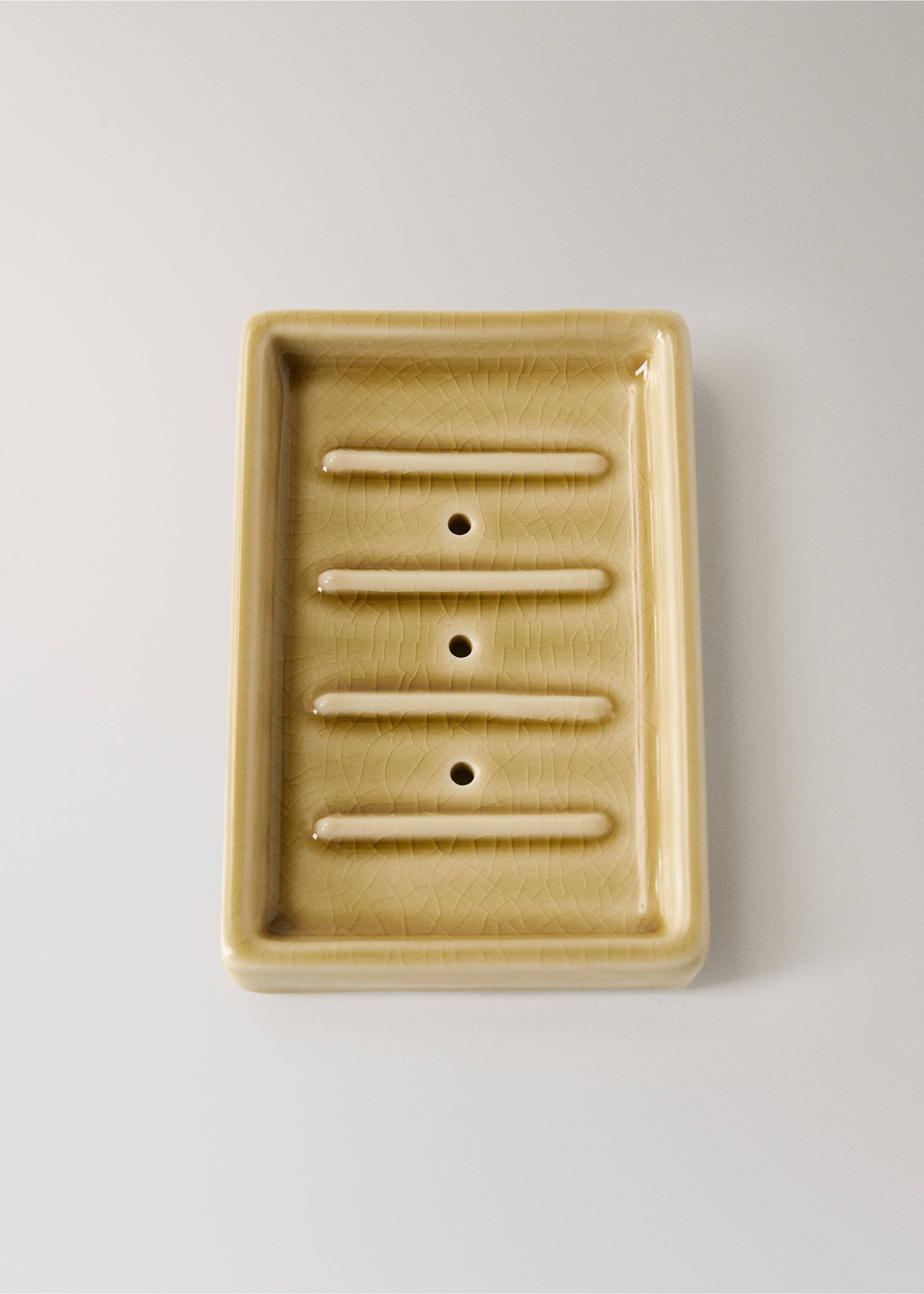 Crackled ceramic soap dish - Details of the article 2, Ochre. Ref: 27093283-00.