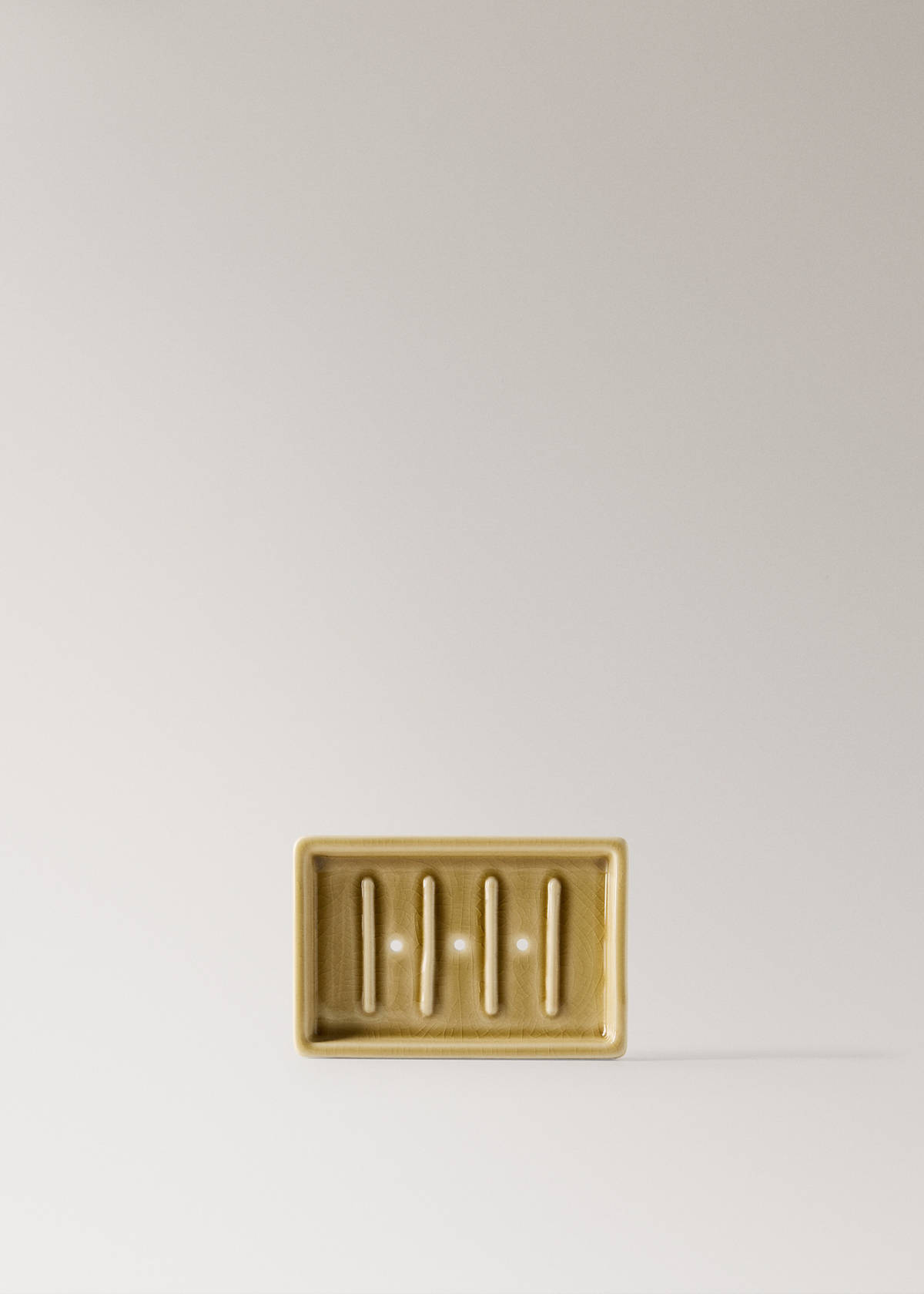 Crackled ceramic soap dish — Ochre