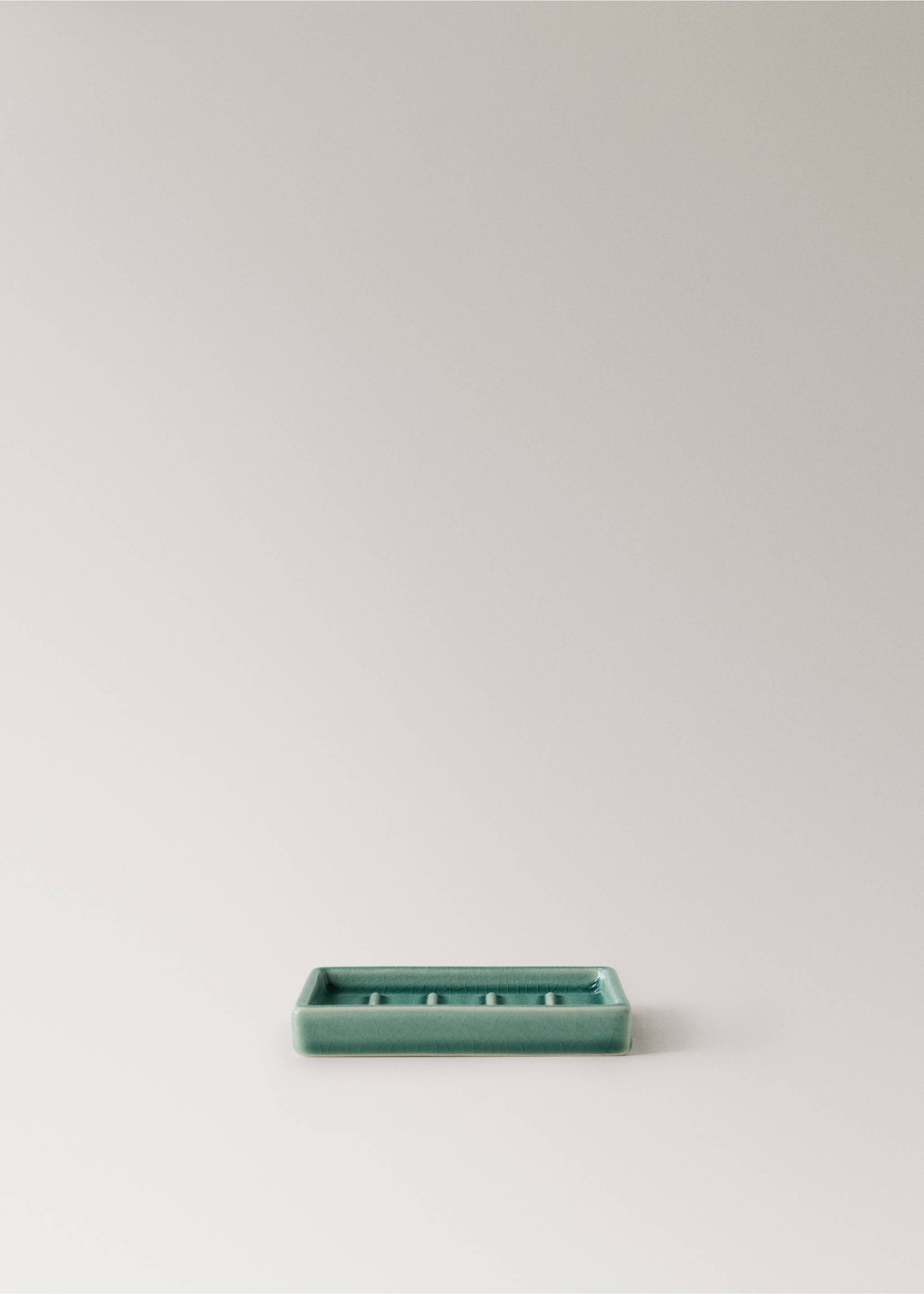 Crackled ceramic soap dish - Article without model, Aqua Green. Ref: 27093283-00.