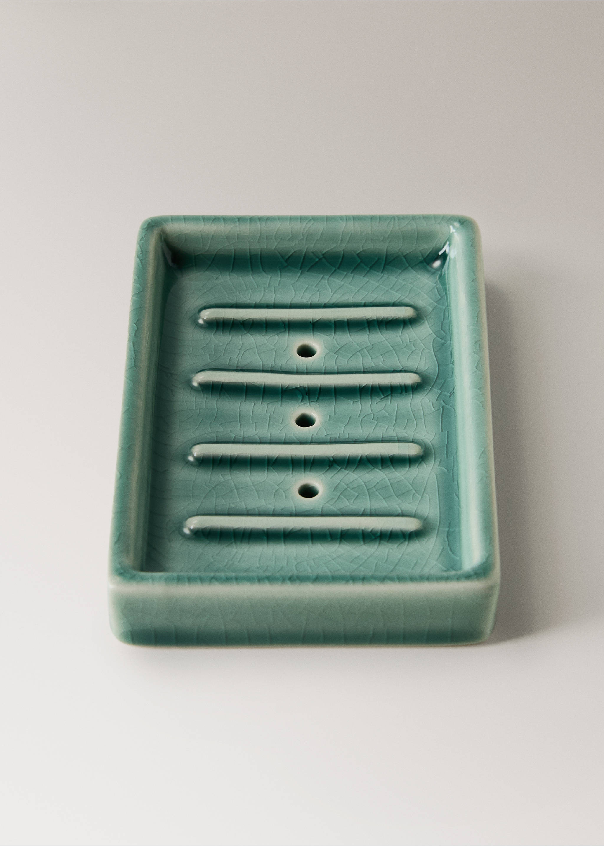Crackled ceramic soap dish - Details of the article 2, Aqua Green. Ref: 27093283-00.