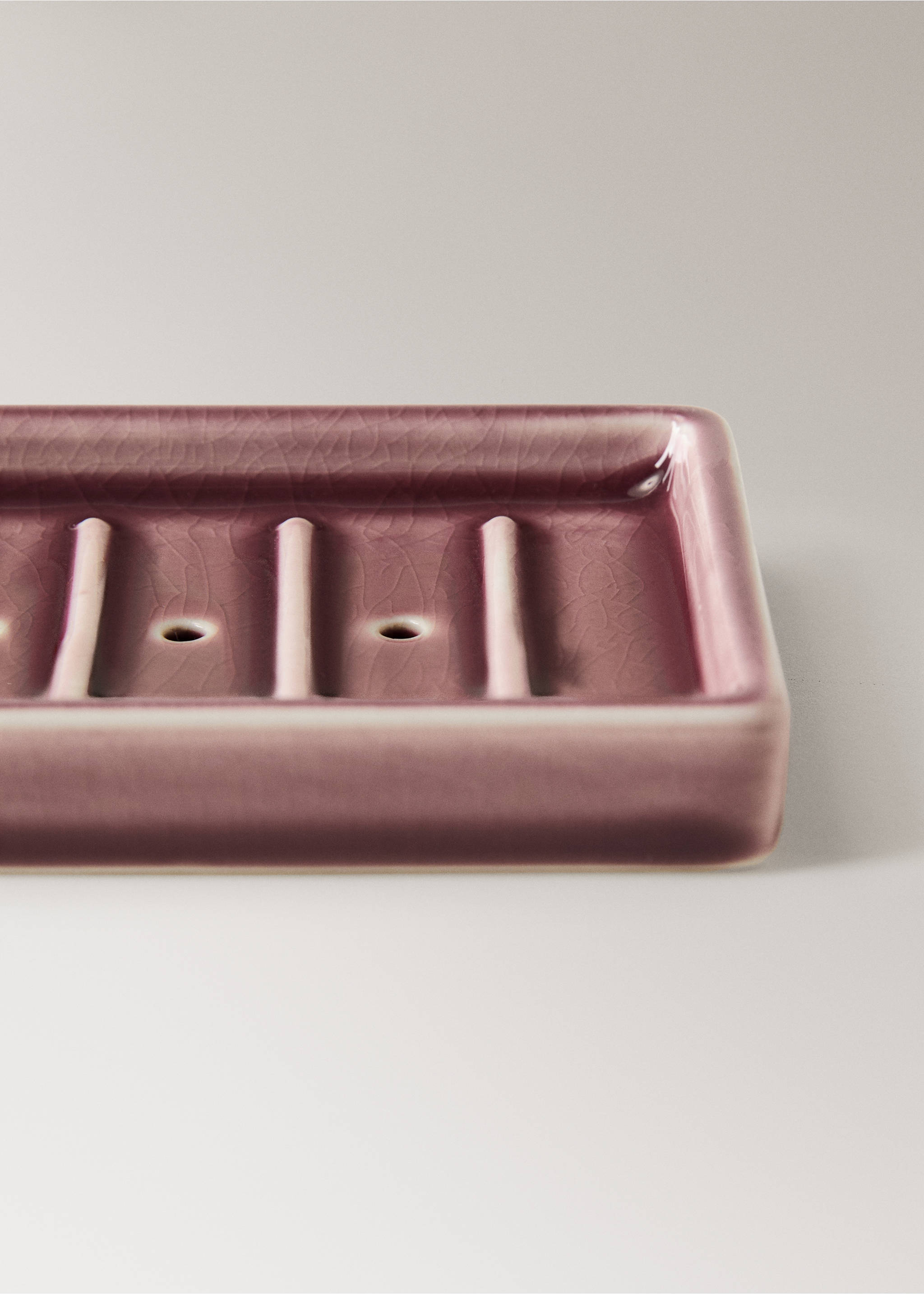 Posuda za sapun od keramike ispucalog izgleda - Detalji artikla 1, Boja višnje. Ref: 27093283-00.