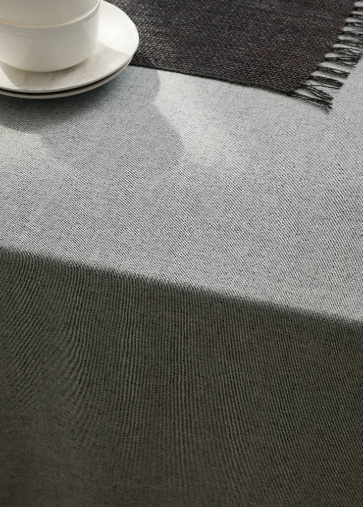 Linen cotton chambray effect tablecloth for 6 to 8 guests — Grey