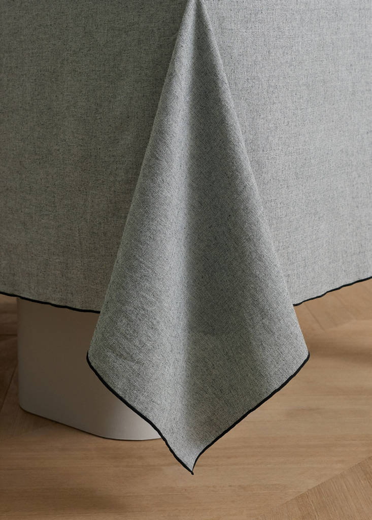 Linen cotton chambray effect tablecloth for 6 to 8 guests — Grey