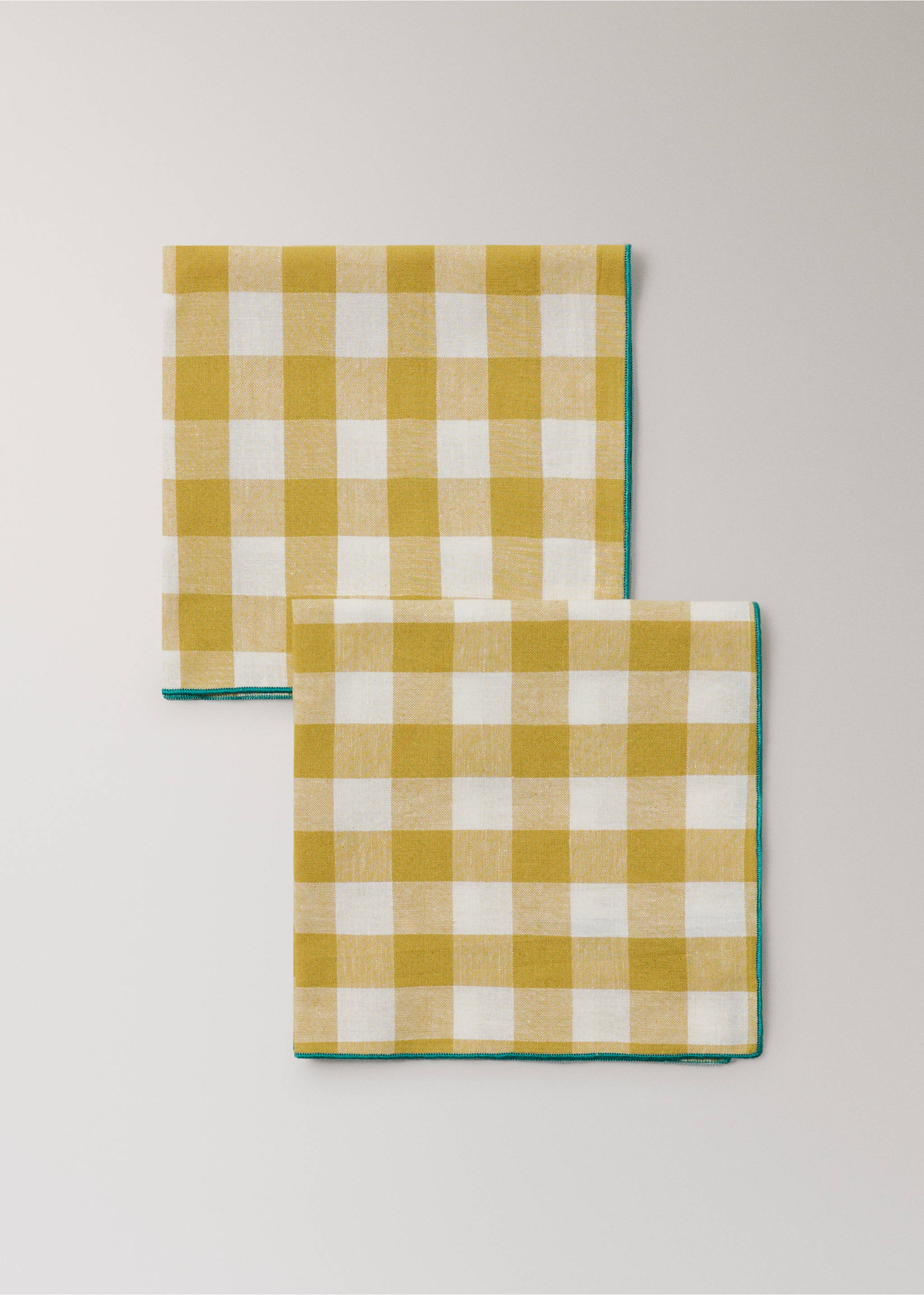 Cotton linen napkins in Vichy check - Details of the article 1, Yellow. Ref: 27093290-00.