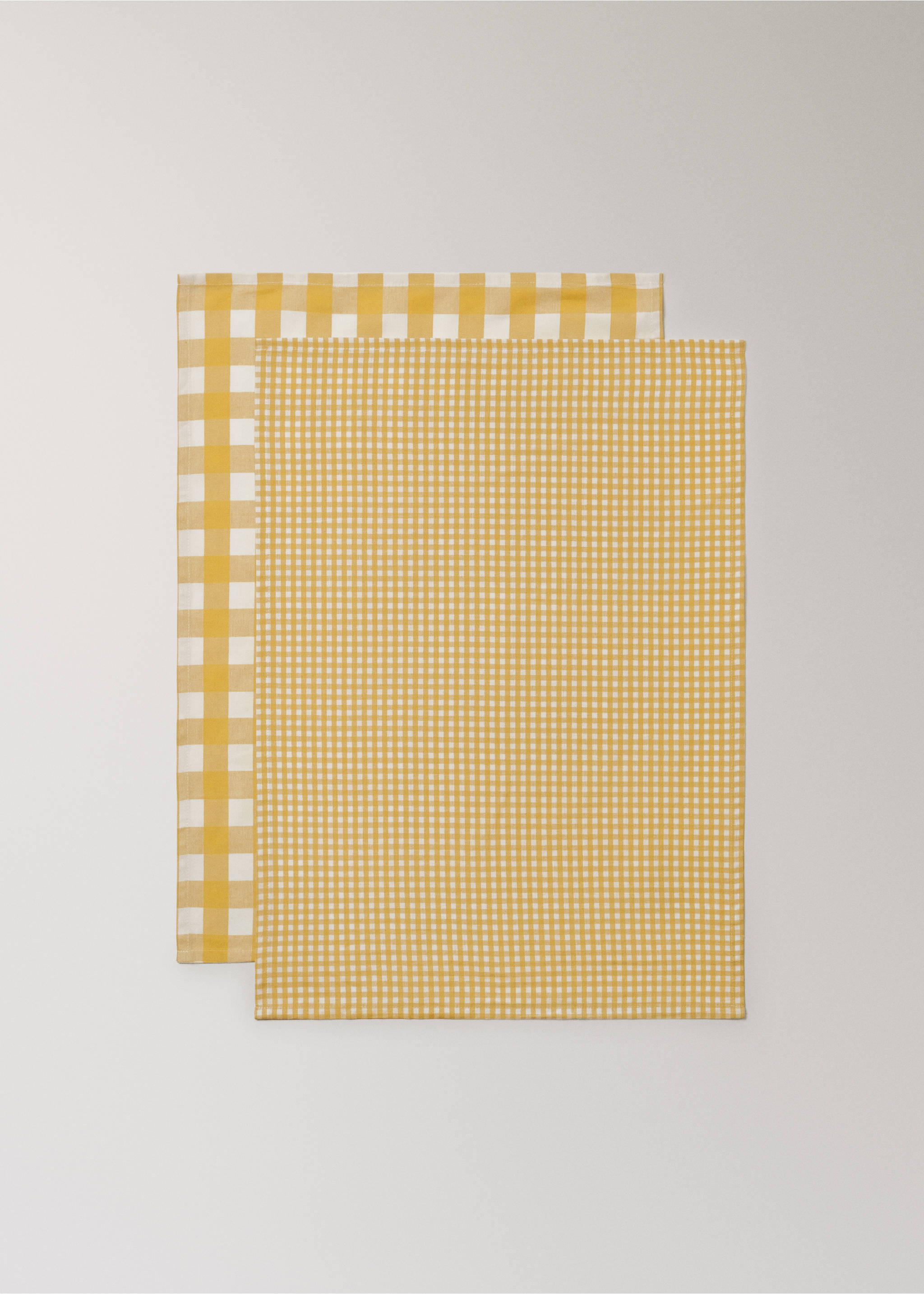 Panos de cozinha aos quadrados de cor - Pormenor do artigo 1, Amarelo. Ref: 27093291-00.