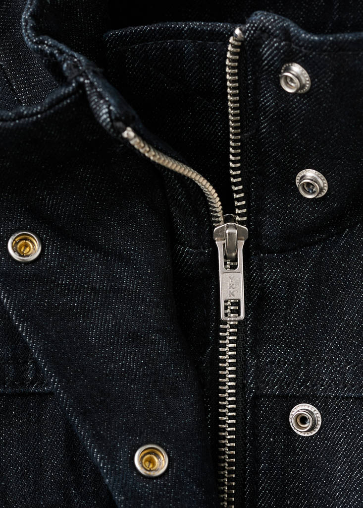 Oversized denim parka with pockets — Open Blue