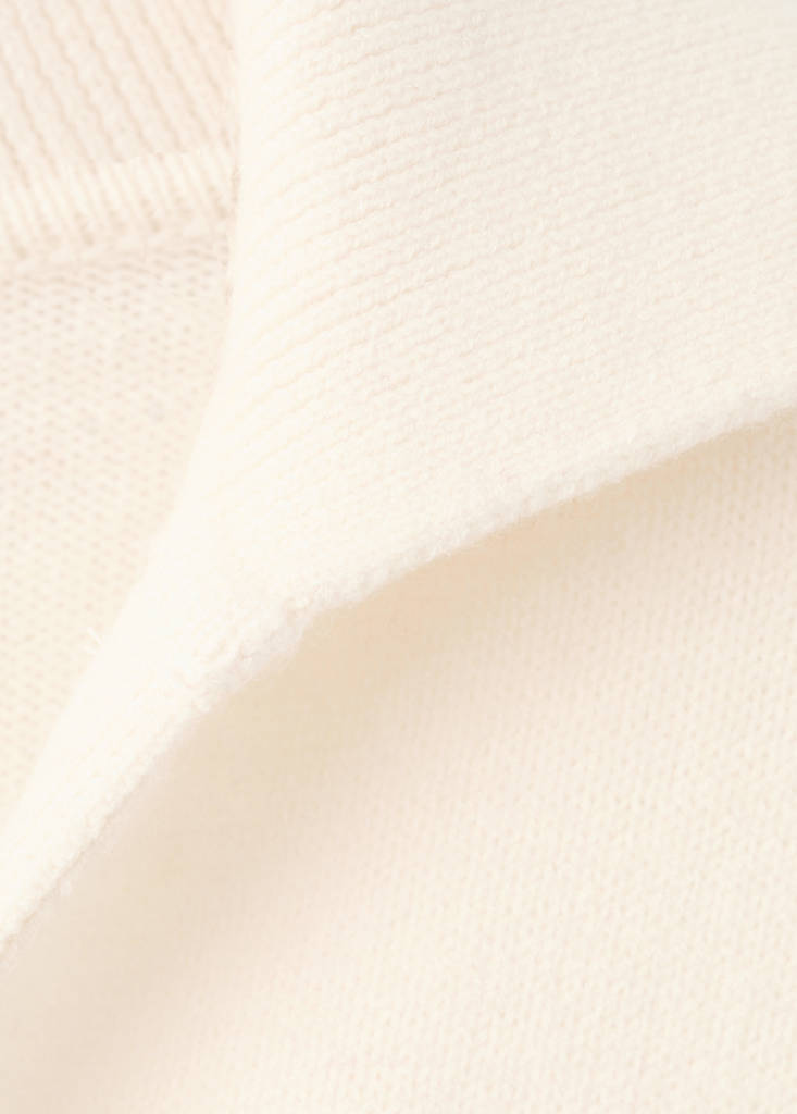 Striped polo-neck sweater — Ecru