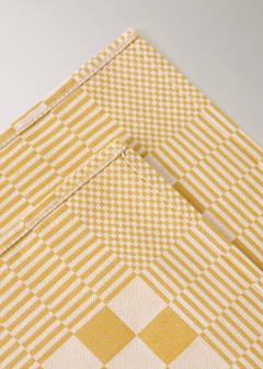 Cotton checkered kitchen towels — Yellow 2