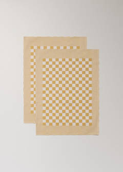 Cotton checkered kitchen towels — Yellow 3