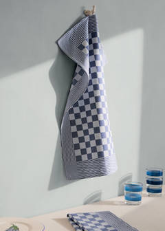 Cotton checkered kitchen towels — Blue 1