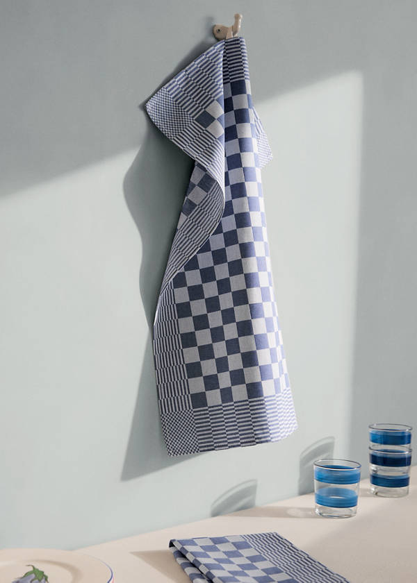 Cotton checkered kitchen towels — Blue