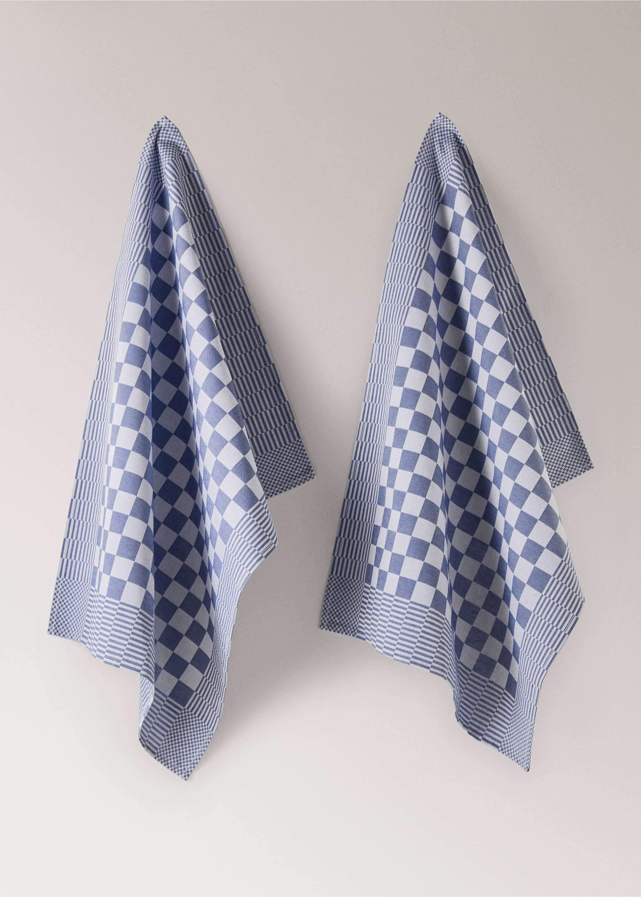 Cotton checkered kitchen towels - Article without model, Blue. Ref: 27093294-00.