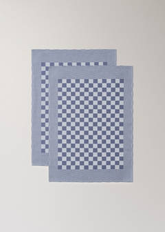 Cotton checkered kitchen towels — Blue 3