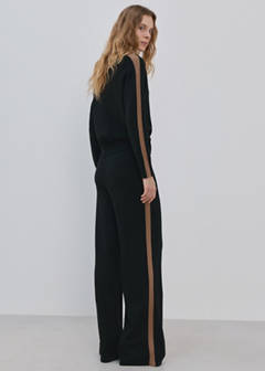 Contrast stripe knit trousers — Black 3